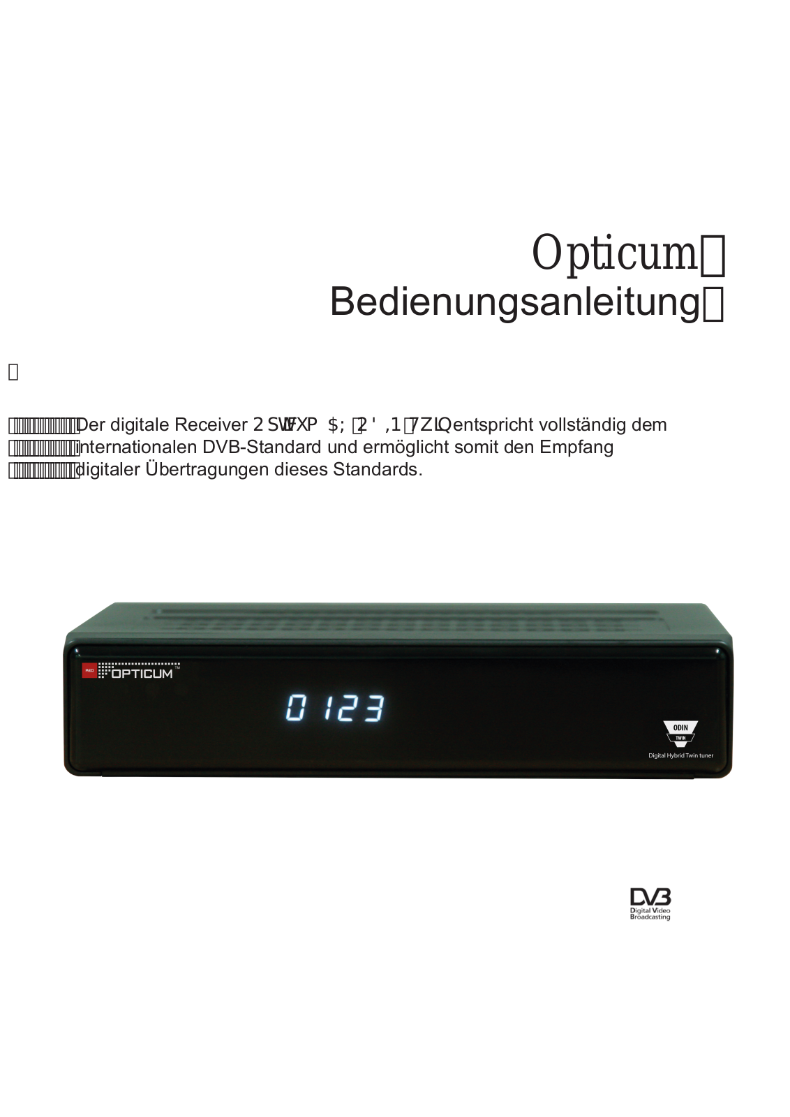 Opticum HD AX-ODiN Twin 2x DVB-S2 operation manual