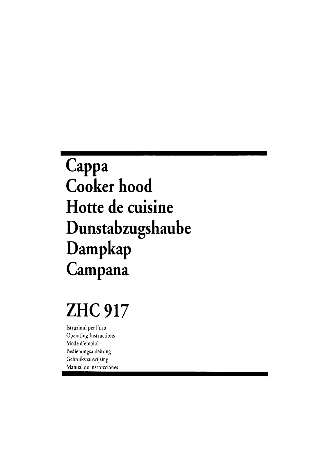 Zanussi ZHC917 USER MANUAL