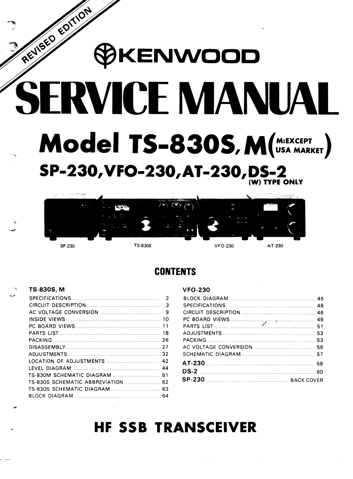 Kenwood DS-2, AT-230, VFO-230, SP-230, TS-830M Service Manual