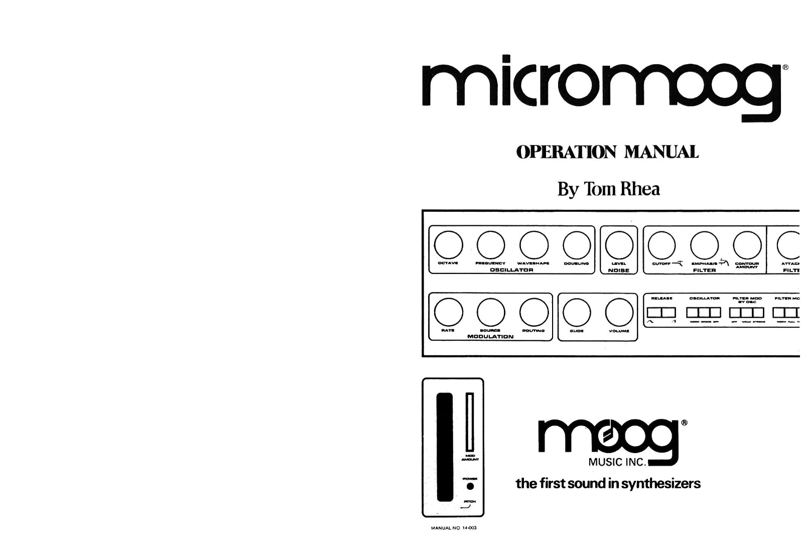 Moog Music Multimoog, Micromoog Owner's Manual