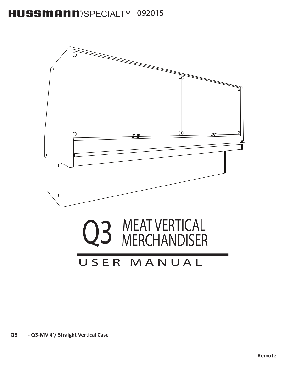 Hussmann Q3-M-FV-EP Installation  Manual