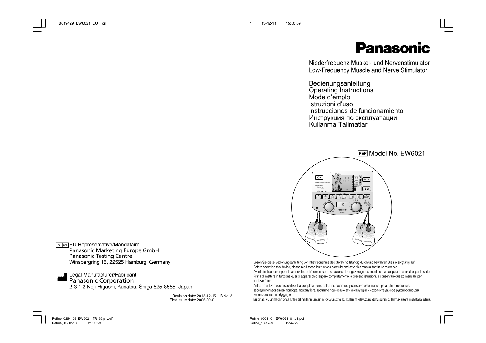 Panasonic EW6021 Operating Instructions