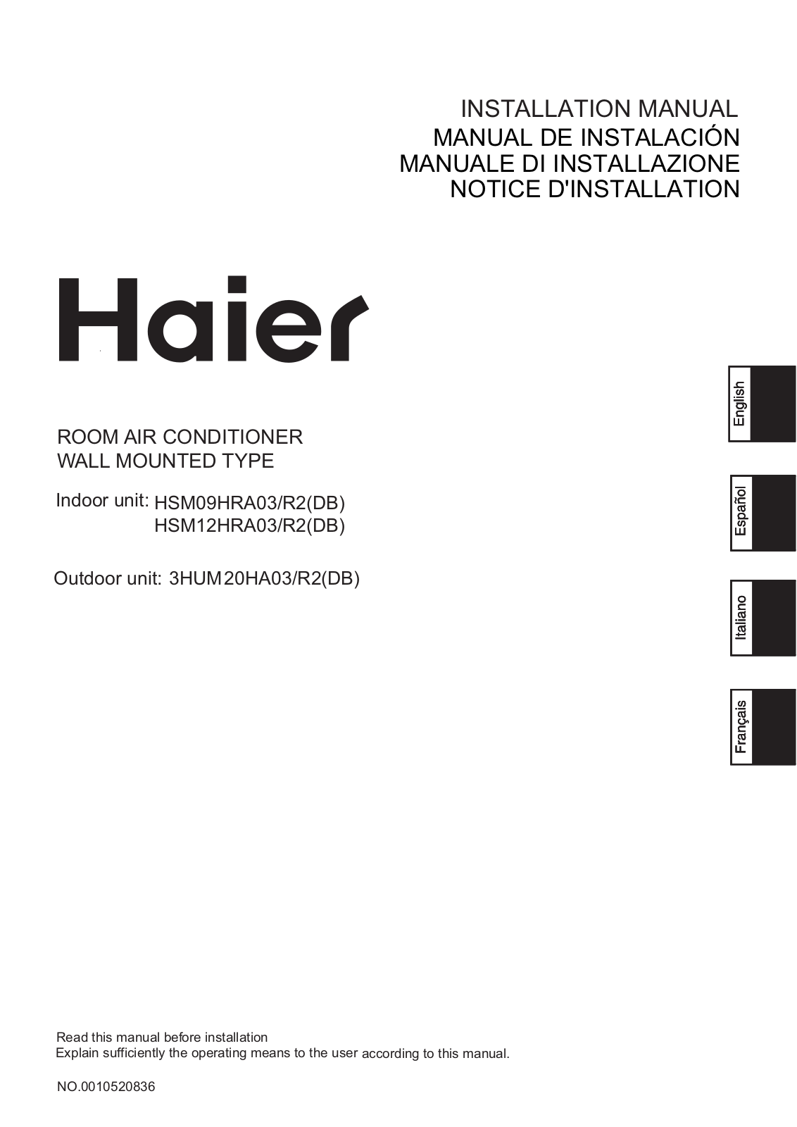 Haier HSM0912HRA03/R2 User Manual