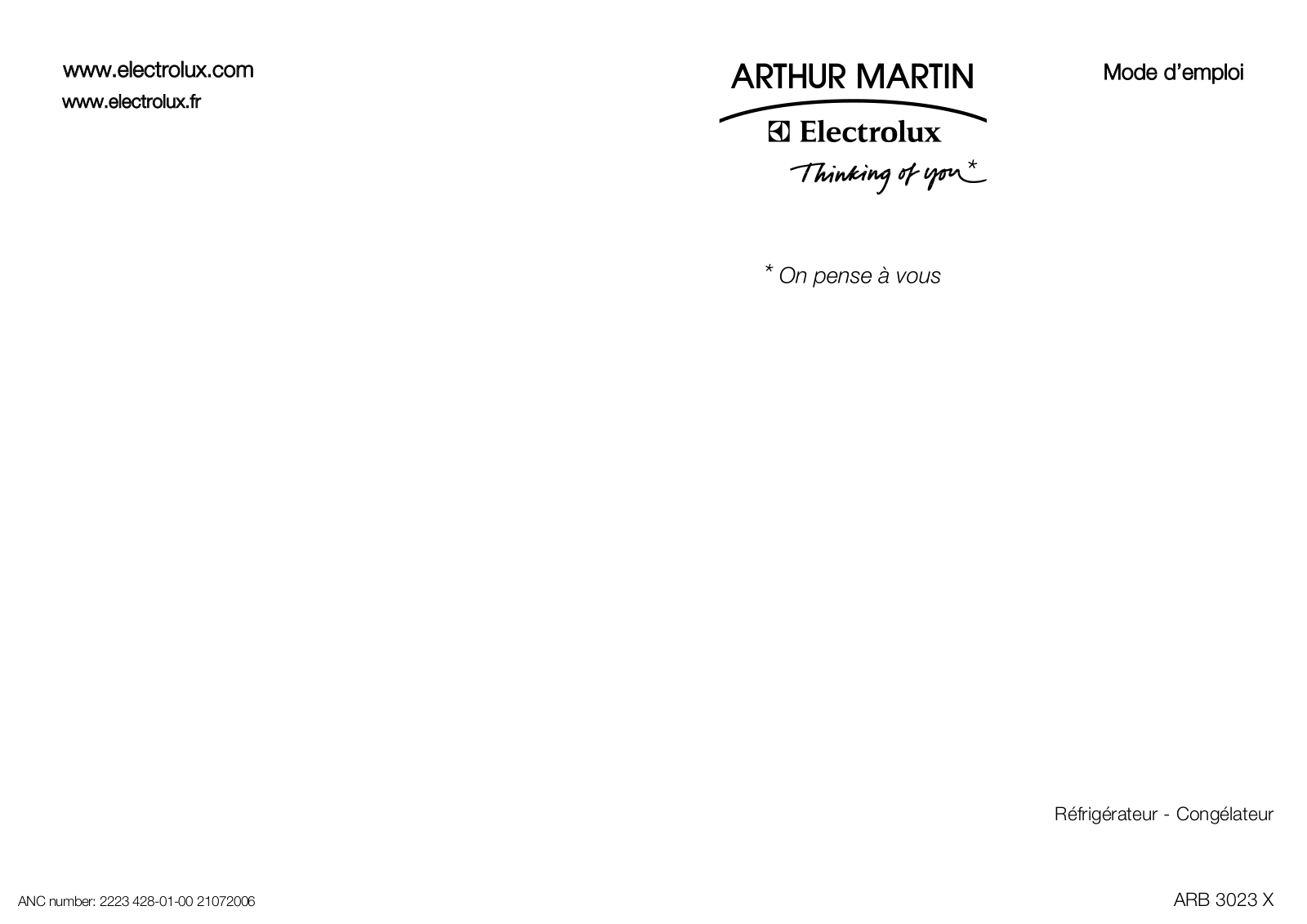 Arthur martin ARB3023X User Manual