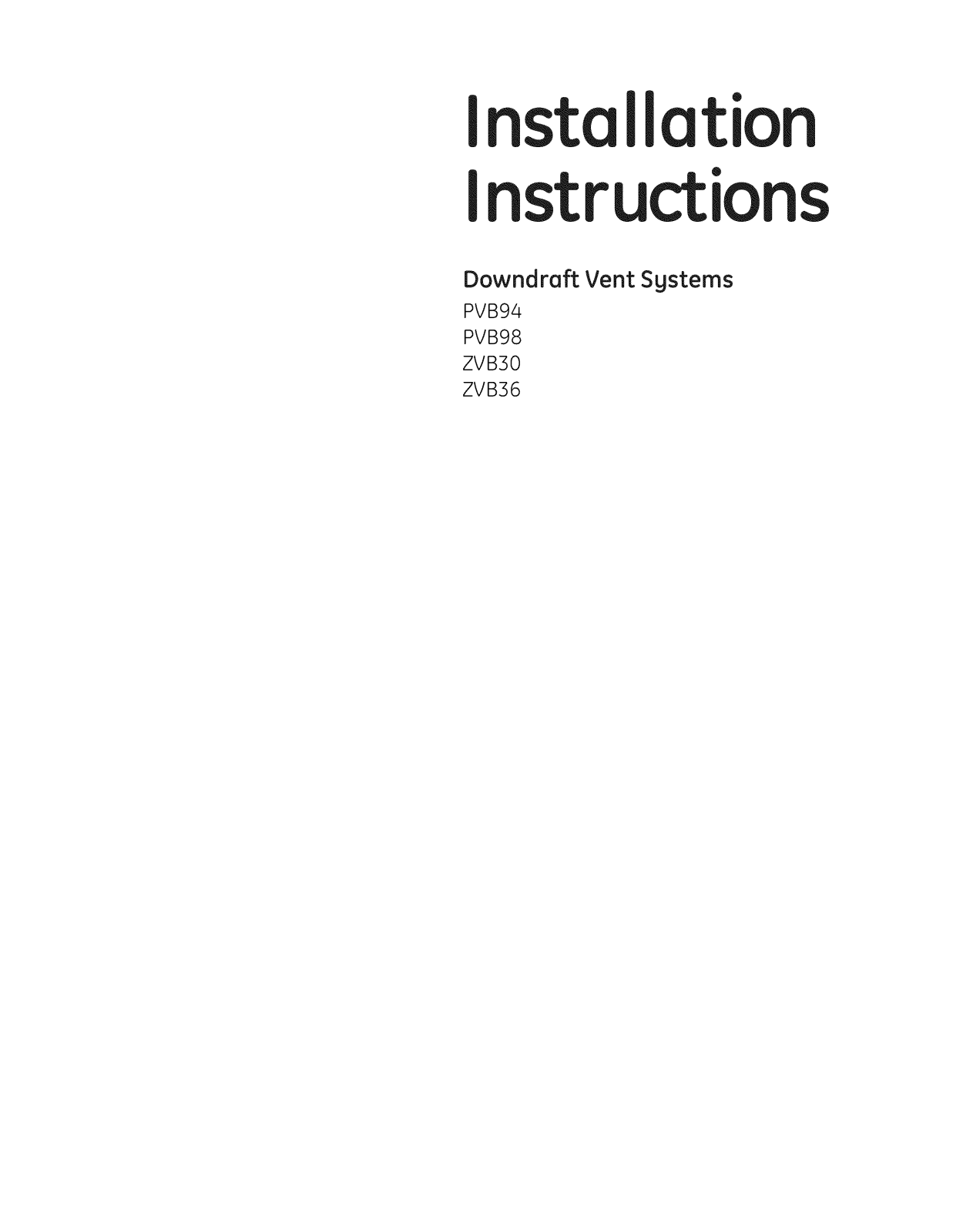 GE PVB94DT1BB, PVB94DT2BB, PVB94DT3BB, PVB94DT4BB, PVB94DT5BB Installation Guide - ManualMachine.com