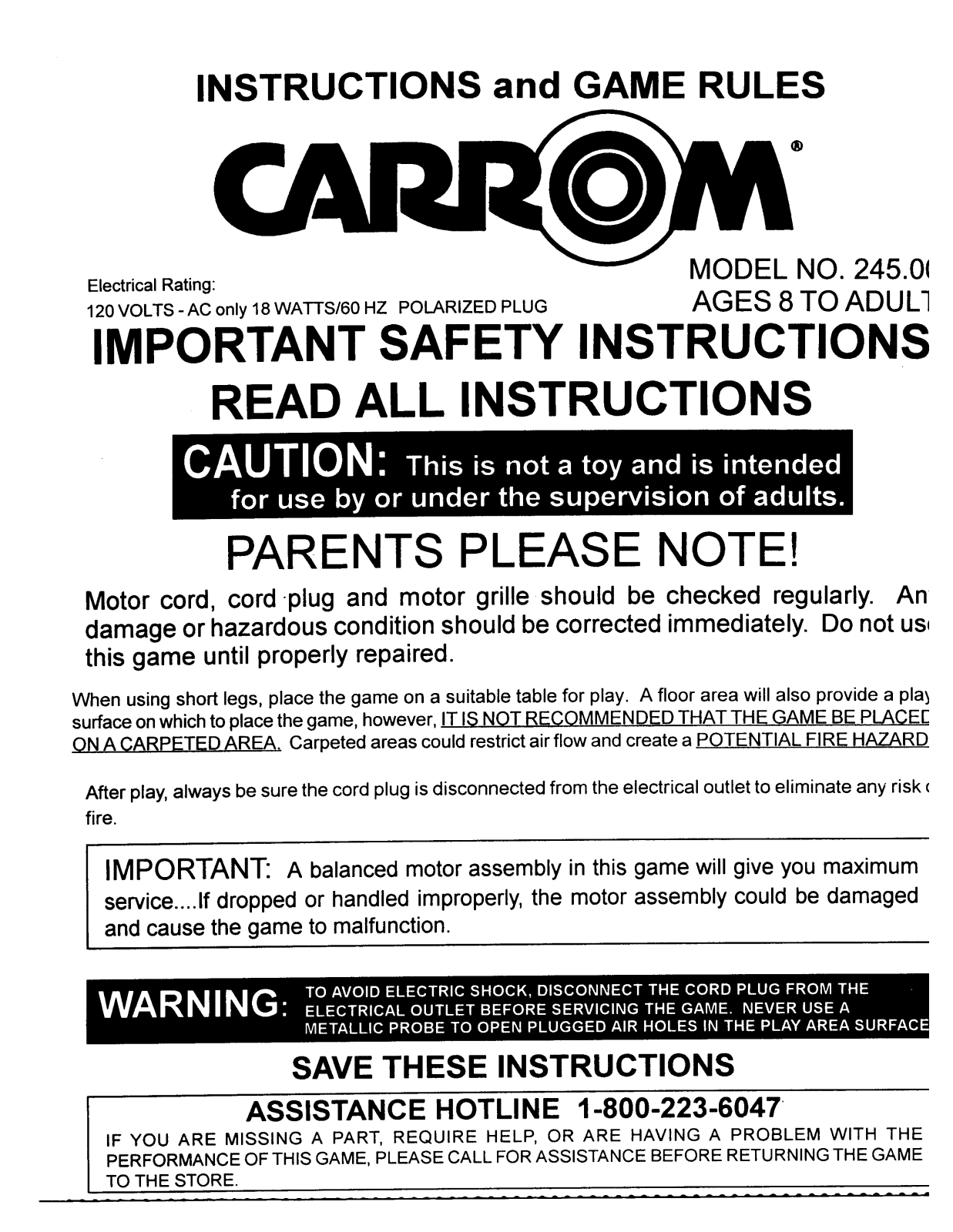 Carrom 245 User Manual