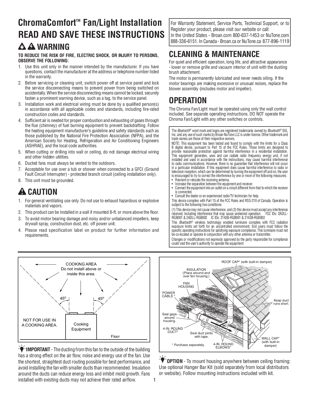 NuTone AERN110RGBL, AER110RGBL Installation Manual