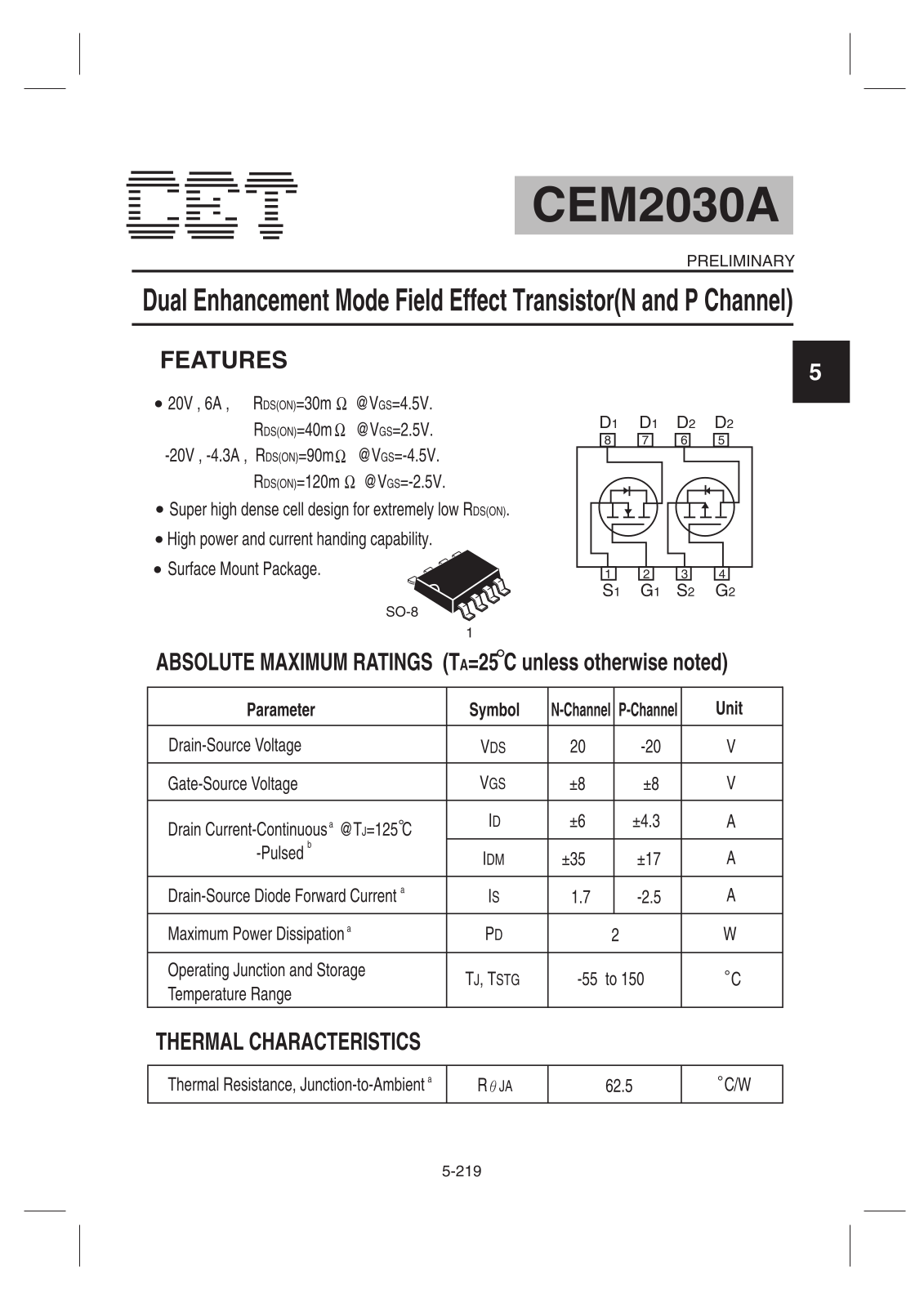 Datasheet CEM2030A Datasheet (CET) - ManualMachine.com