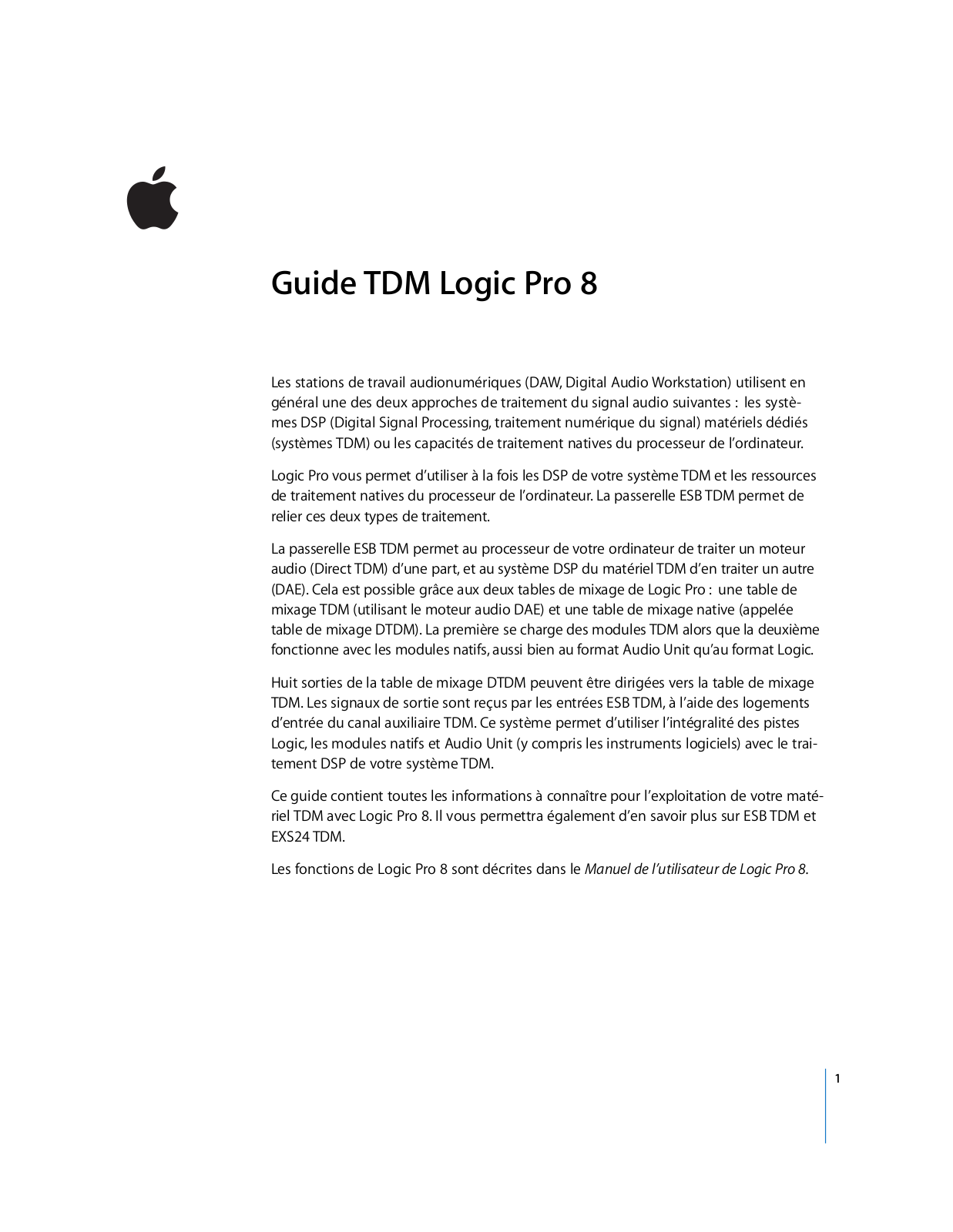 APPLE Logic Pro 8 User Manual