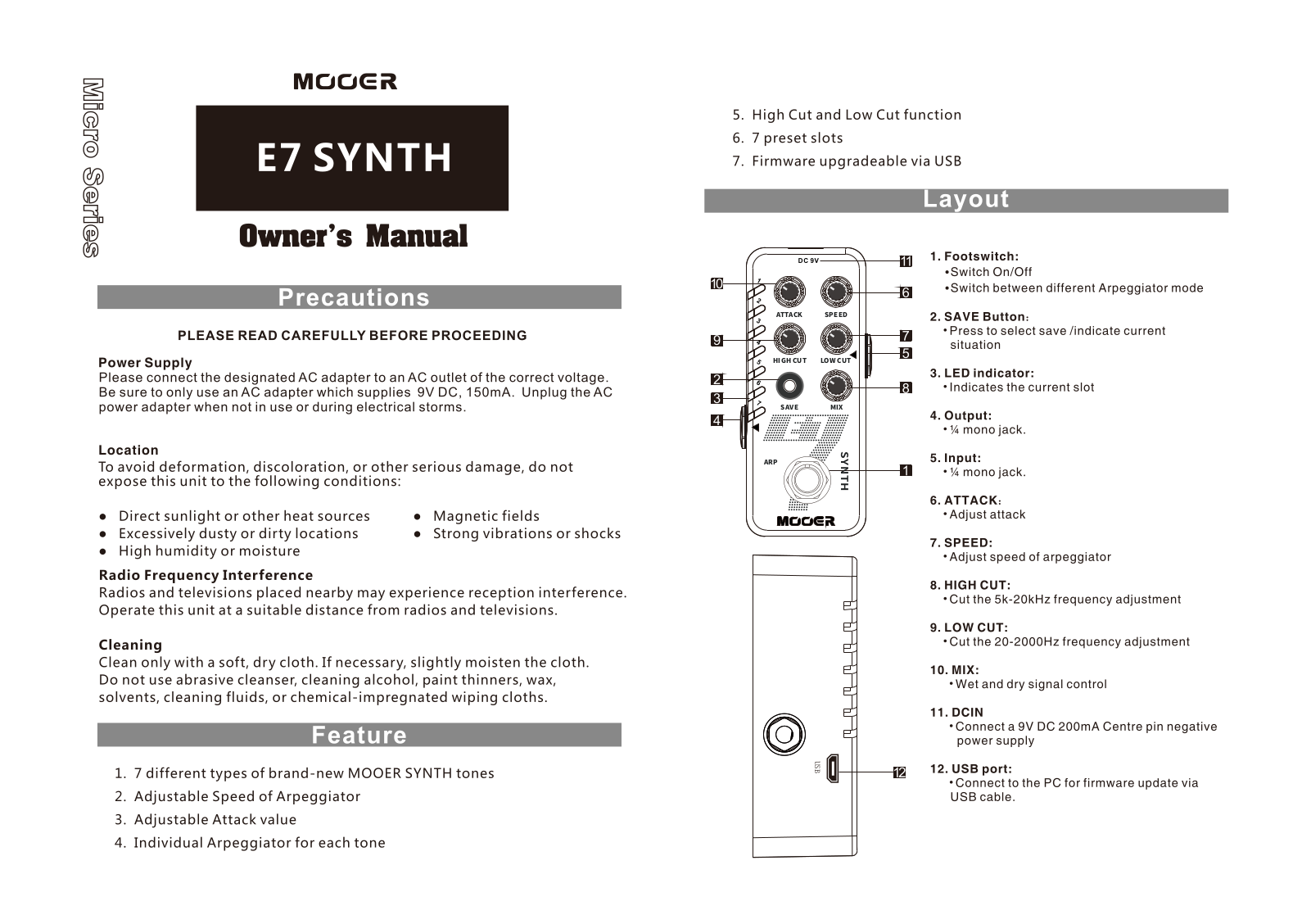 Mooer E7 Synth User manual