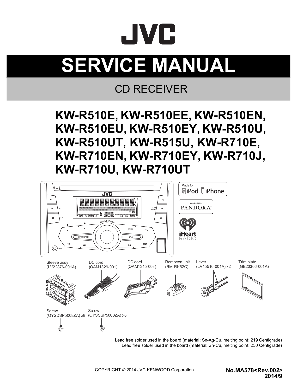 JVC KW-R510xx, KW-R515U, KW-R710xx Service manual