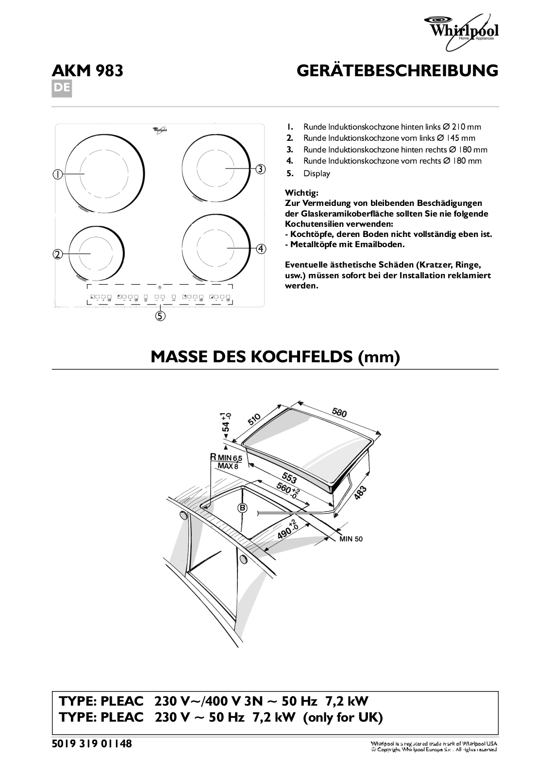 Whirlpool AKM 983/BA, AKM 983/NE INSTRUCTION FOR USE