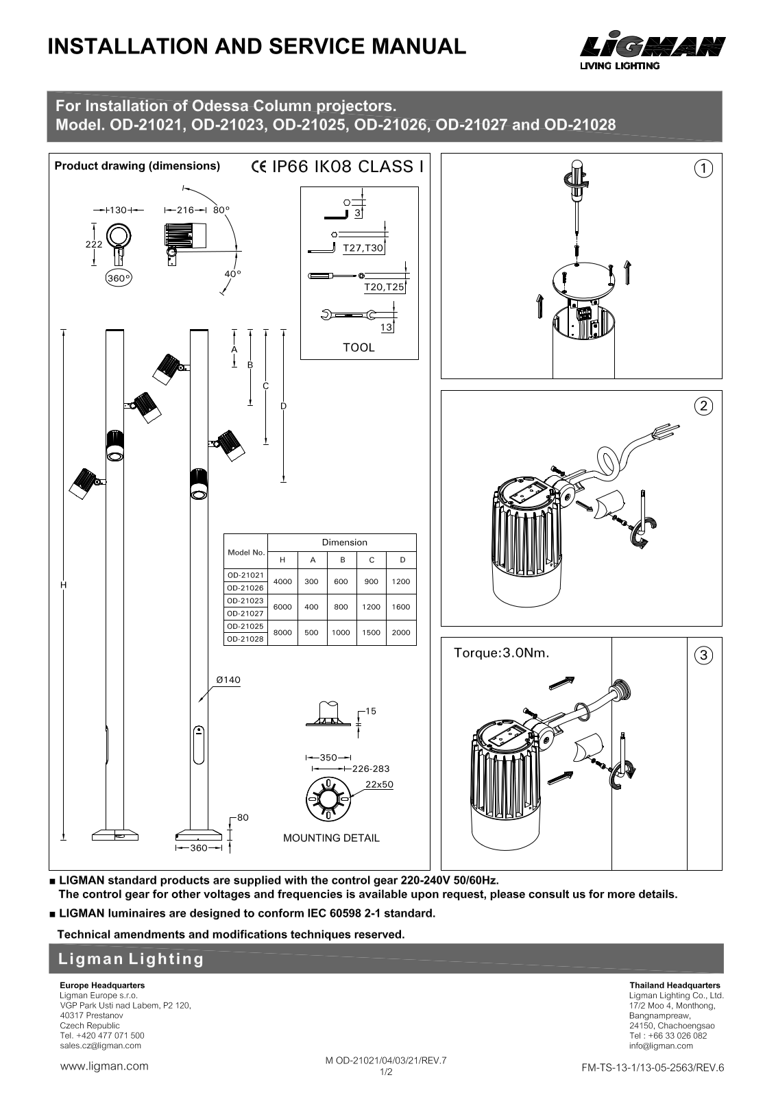 Ligman OD-21021, OD-21023, OD-21025, OD-21026, OD-21027 Installation Manual - ManualMachine.com