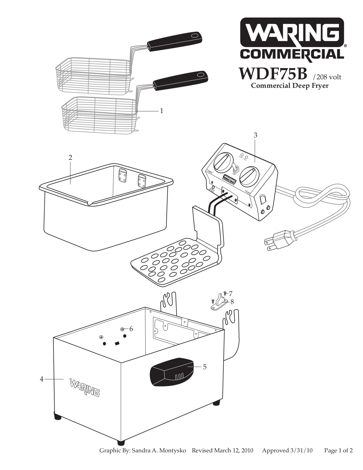 Waring WDF75B Parts List