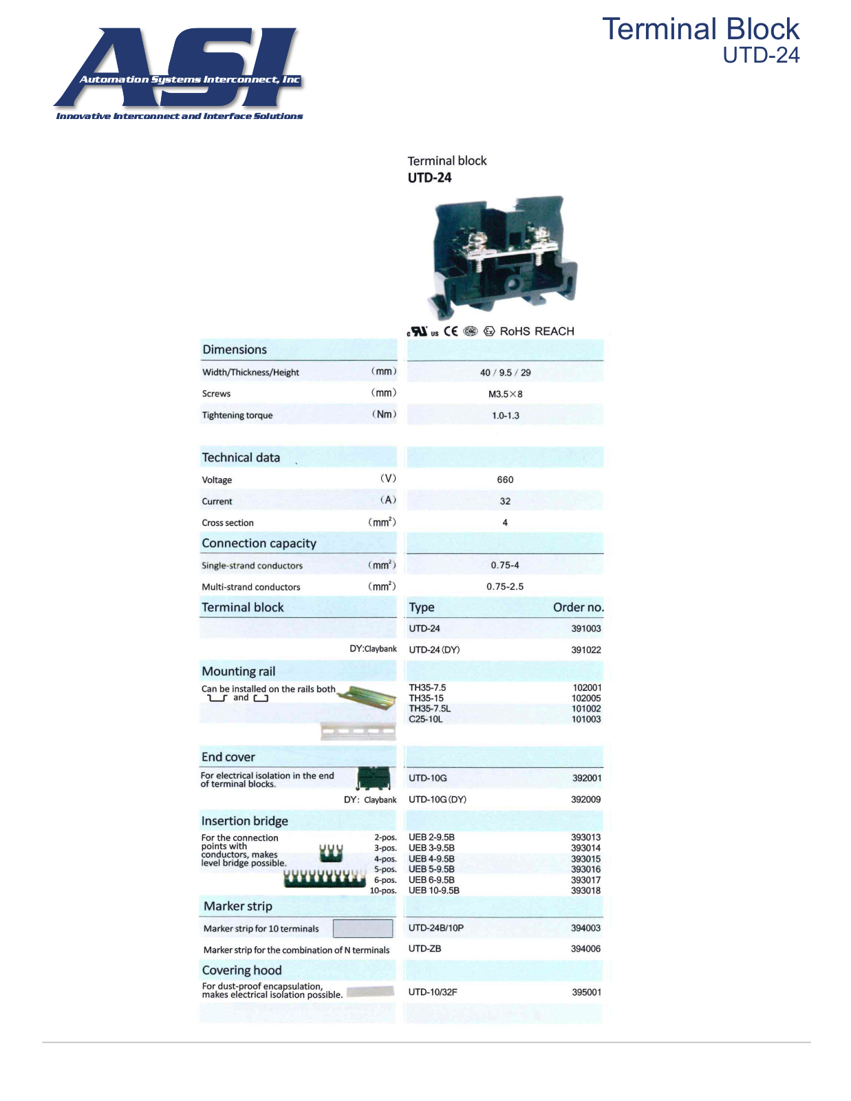 ASI-Automation Systems Interconnect UTD-24 Data Sheet