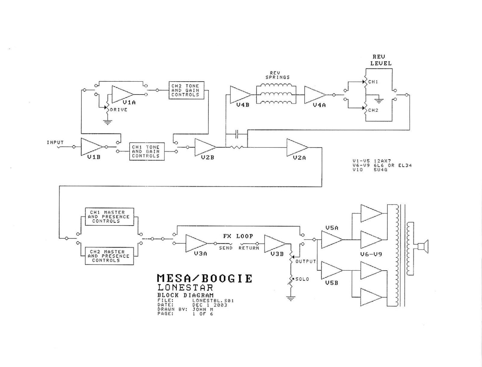 Mesa Boogie lonestar schematic