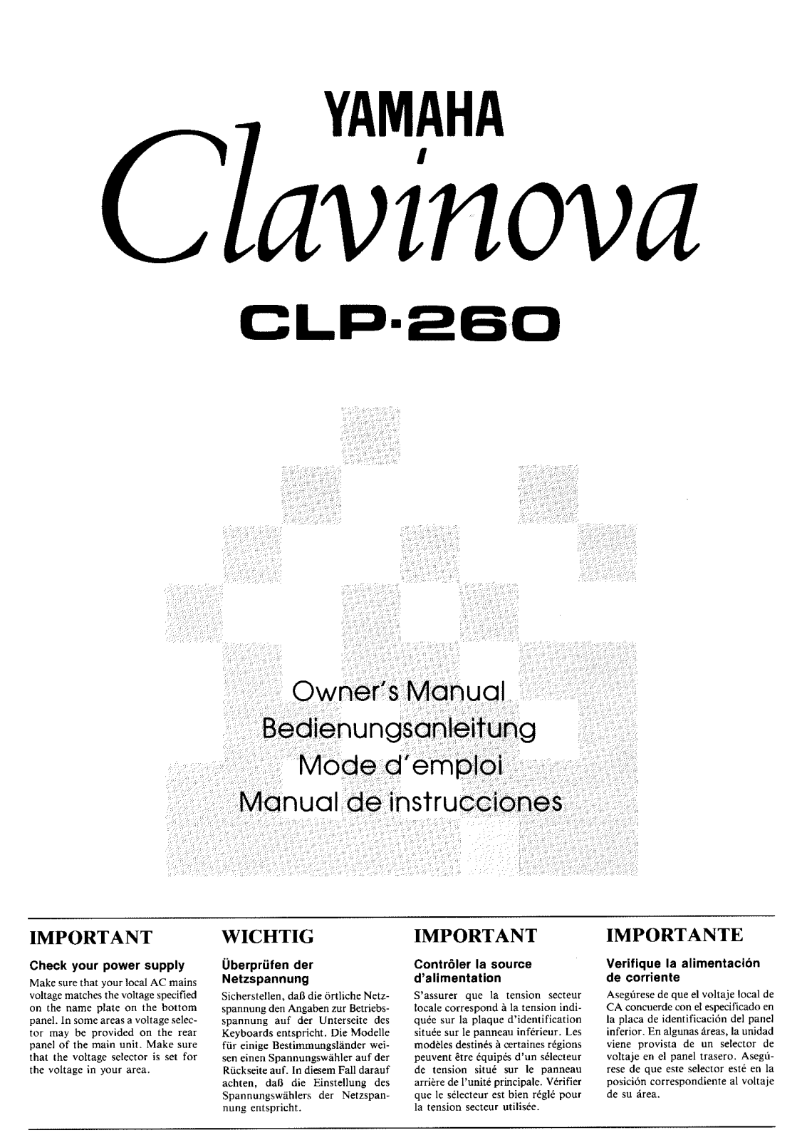 Yamaha CLP-260 Owner's Manual