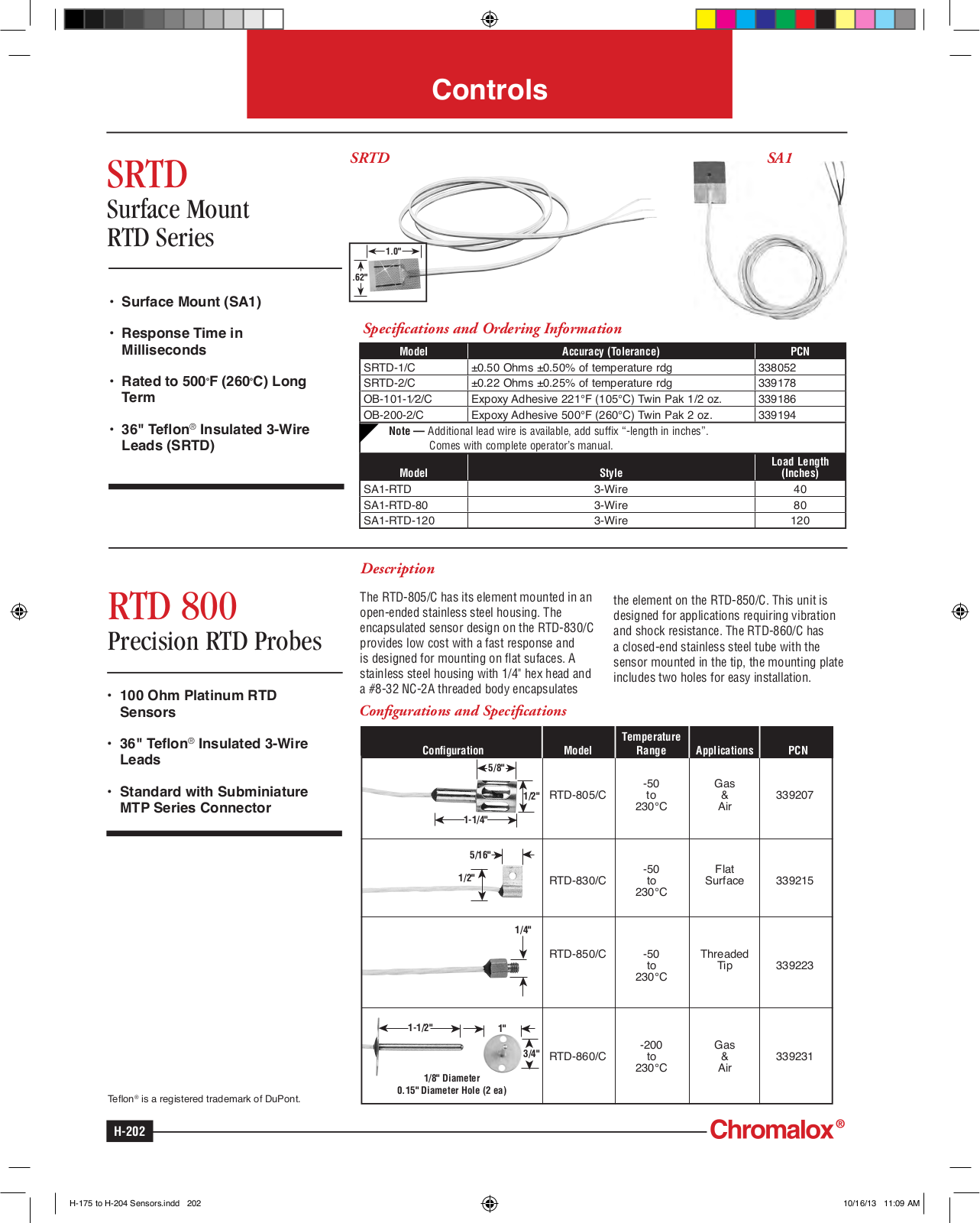 Chromalox SRTD, RTD 800 Catalog Page