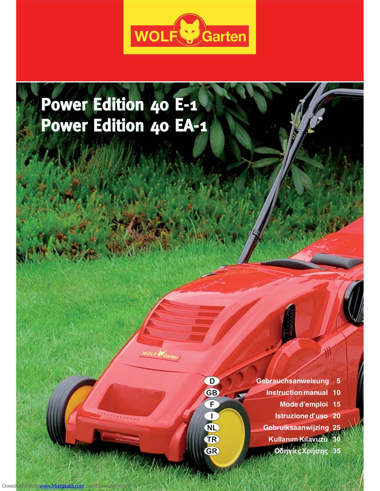 Wolf Garten Power Edition 40 E-1, Power Edition 40 EA-1 Instruction Manual