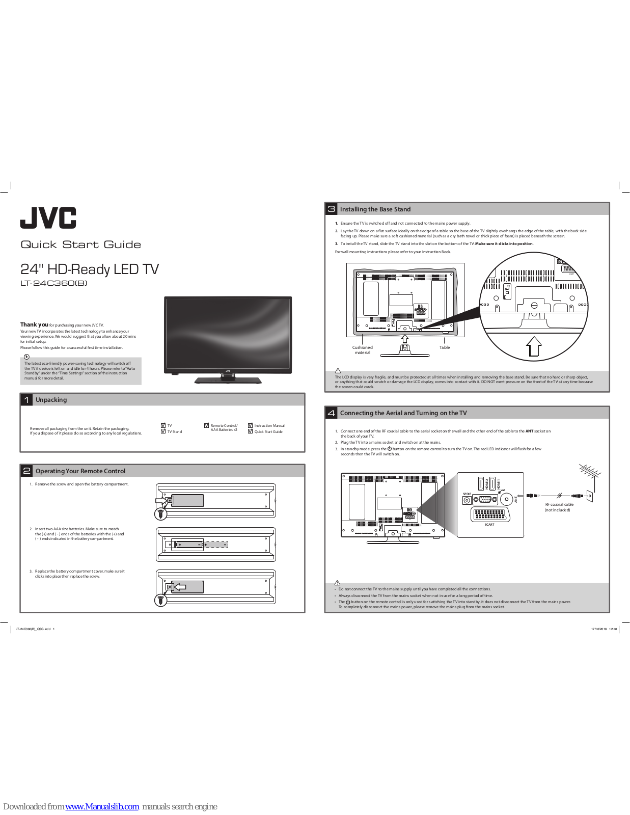 JVC LT-24C360, LT-24C360B Quick Start Manual