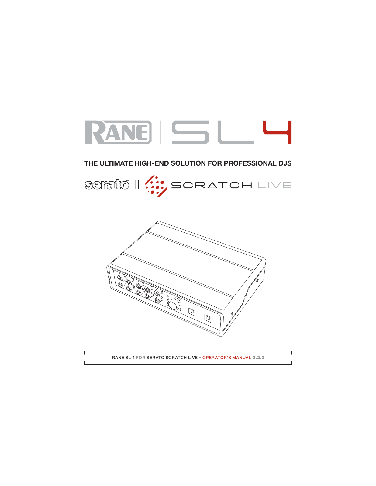 Rane Serato Scratch Live SL4 User manual