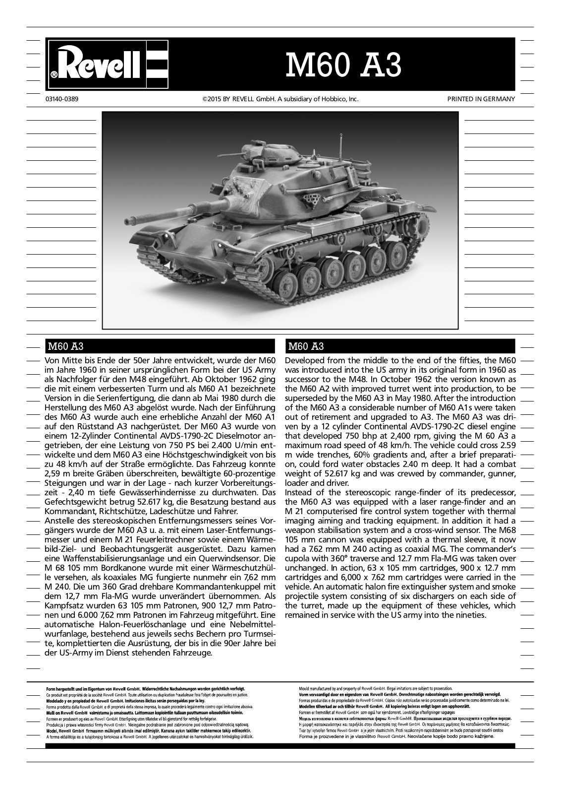 REVELL M60 A3 Assembly Manual