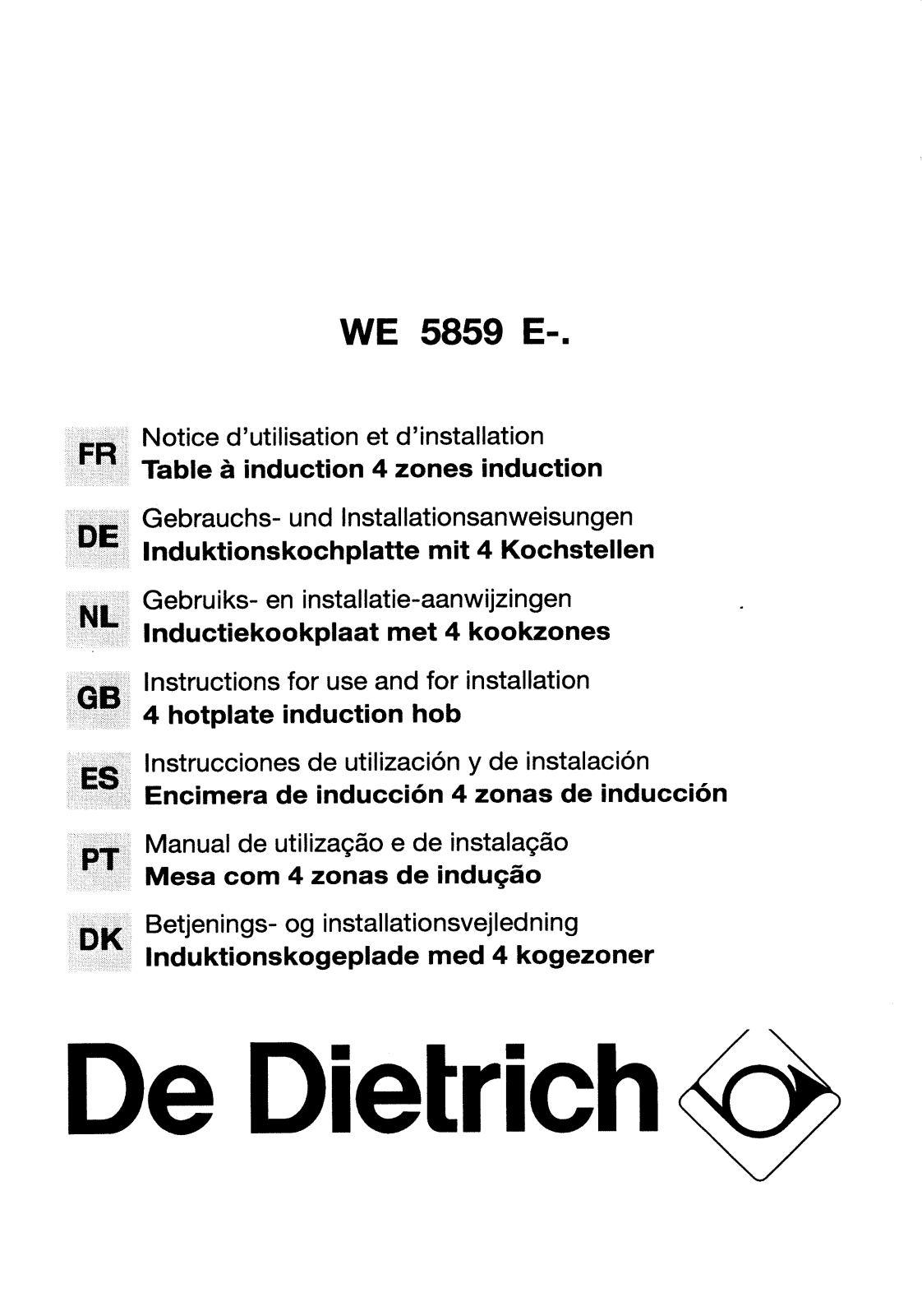 De dietrich WE5859F1, WE5859E1 User Manual