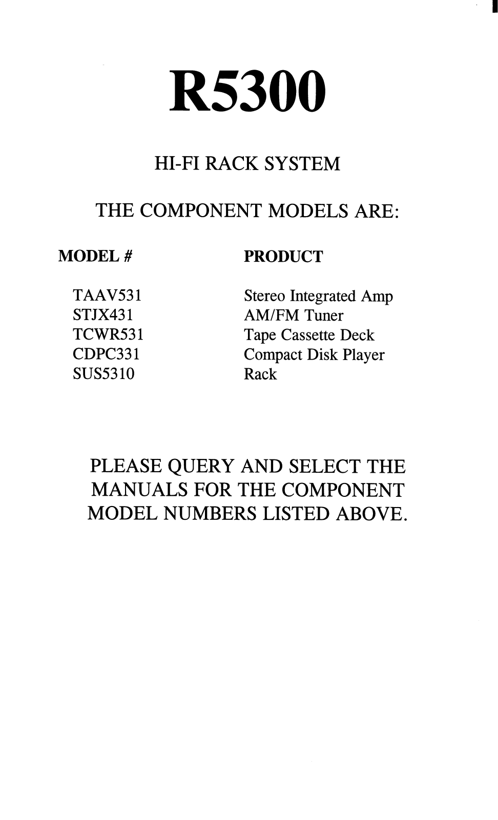 Sony R5300 Components