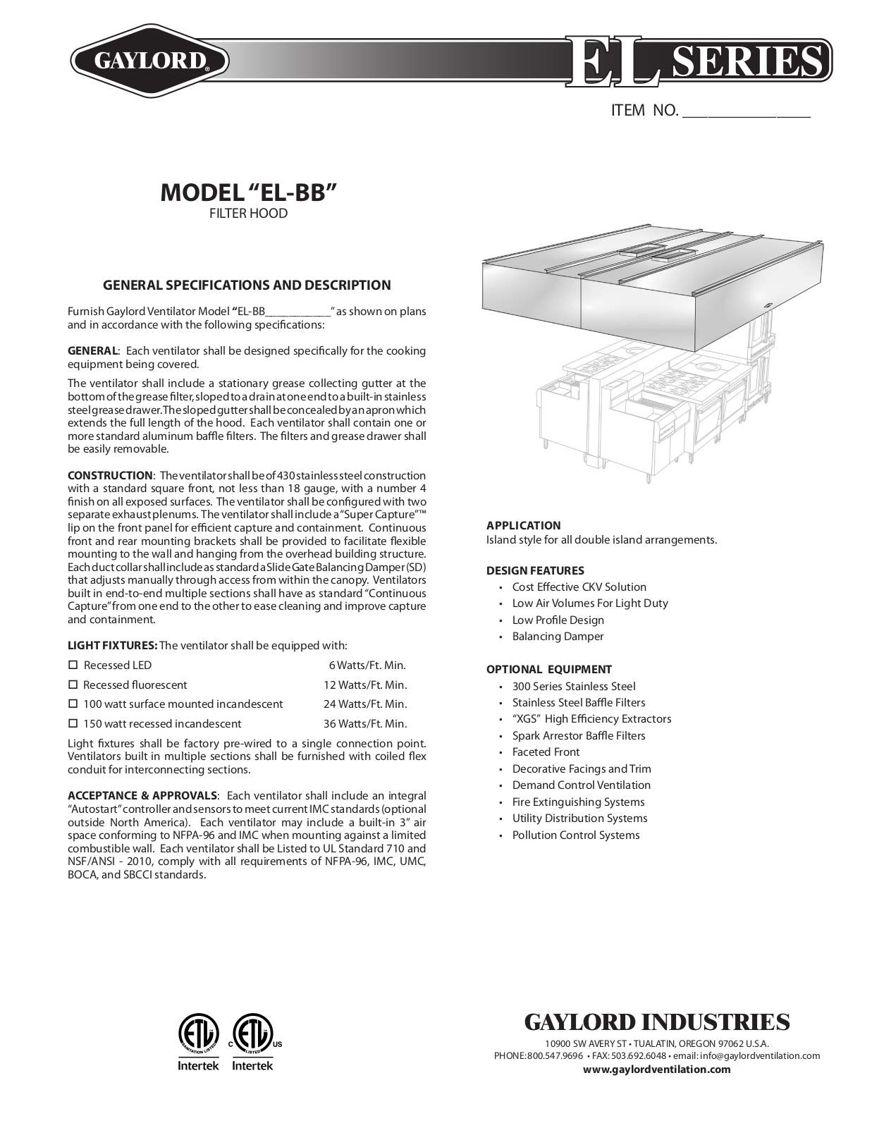 Gaylord EL-BB User Manual