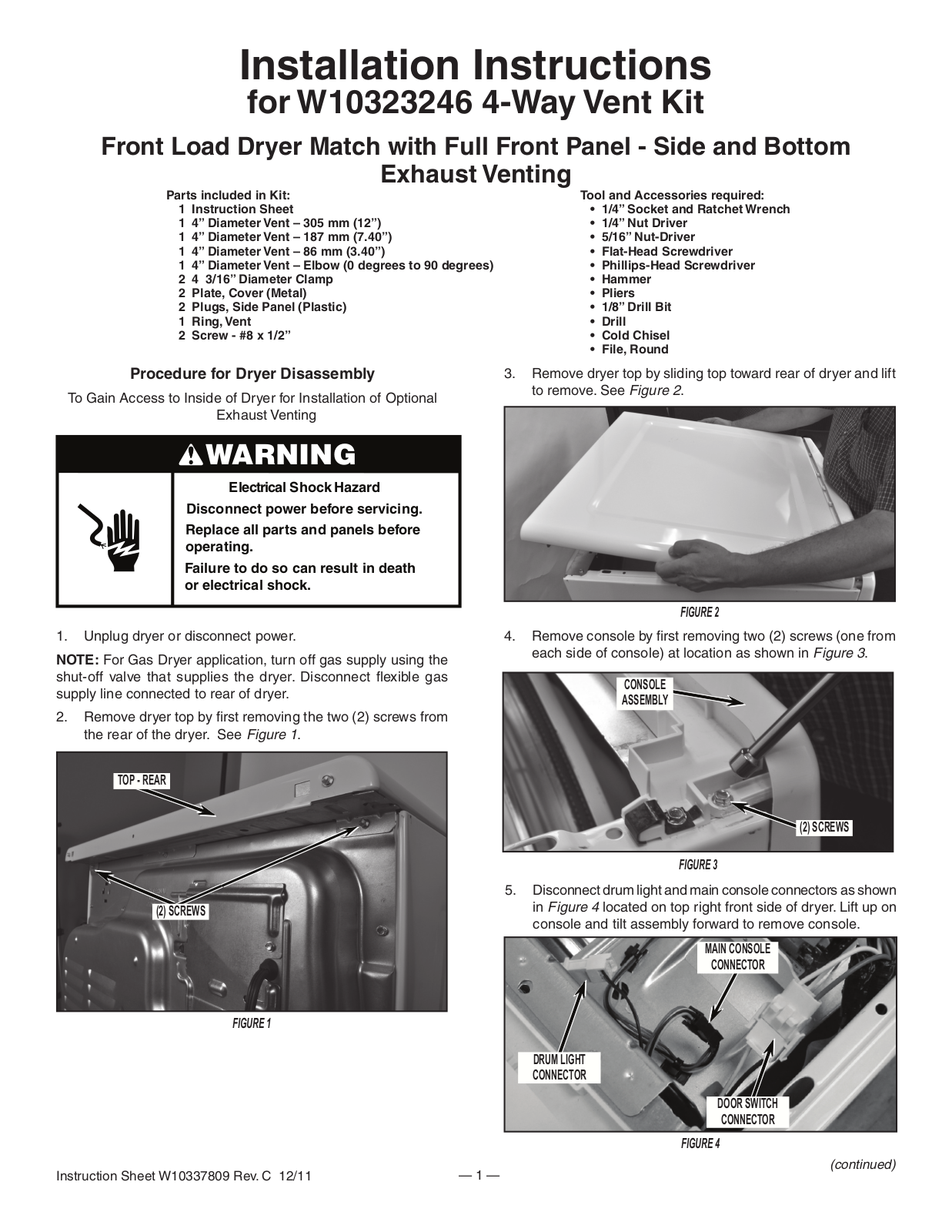 WHIRLPOOL W10323246 Installation guide - ManualMachine.com