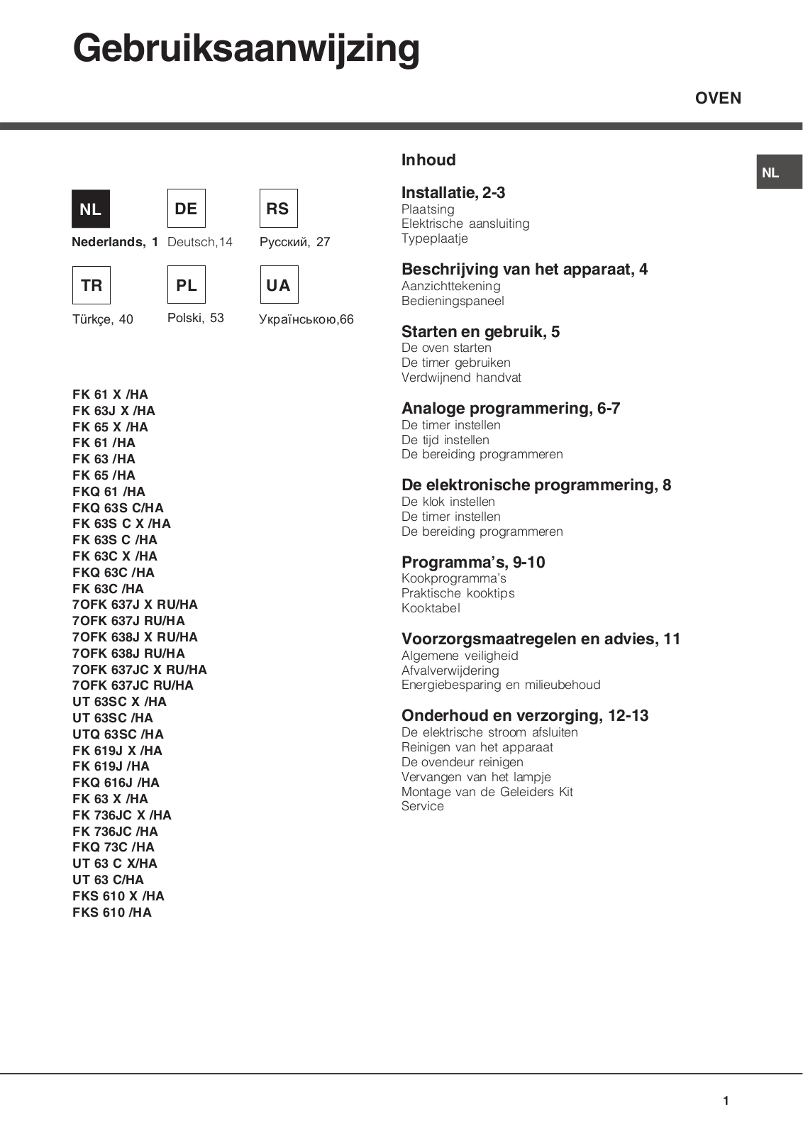 Hotpoint Ariston FKS 610 X/HA User Manual