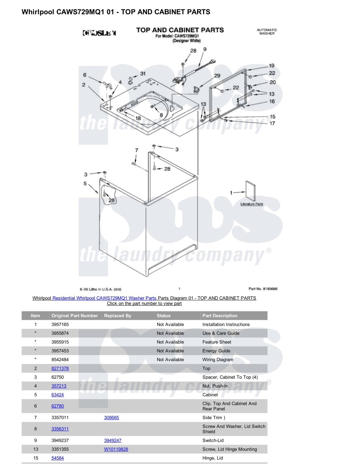 Whirlpool CAWS729MQ1 Parts Diagram