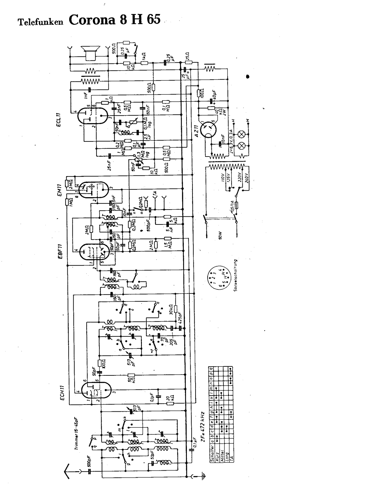 Telefunken Corona 8 H 65 Cirquit Diagram