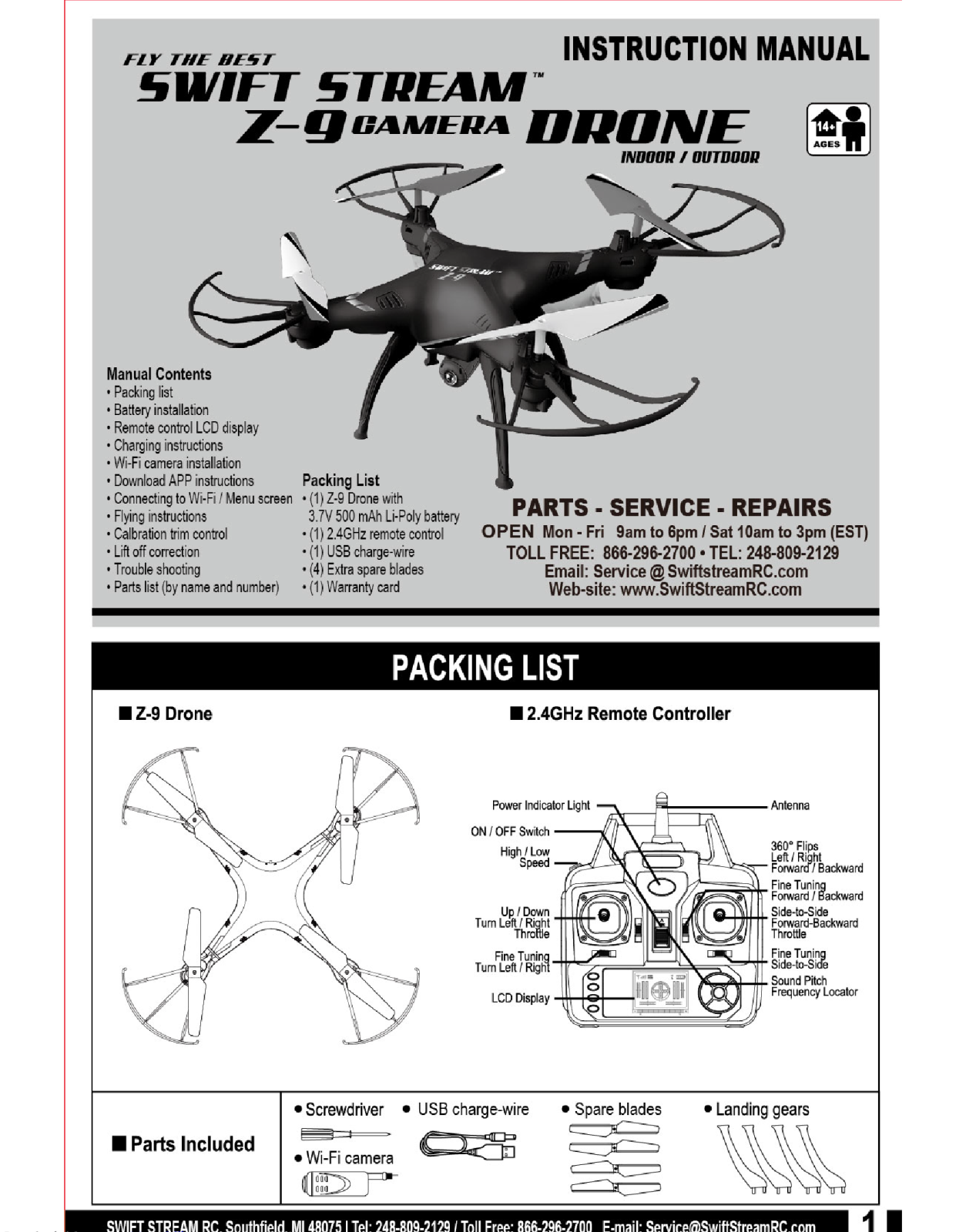 Swift Stream Z-9 Instruction Manual