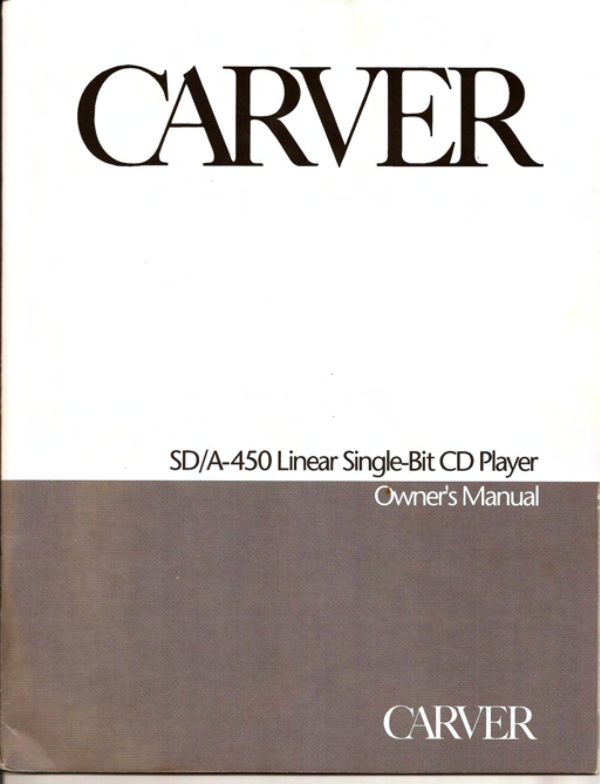 Carver SDA-450 Owners manual