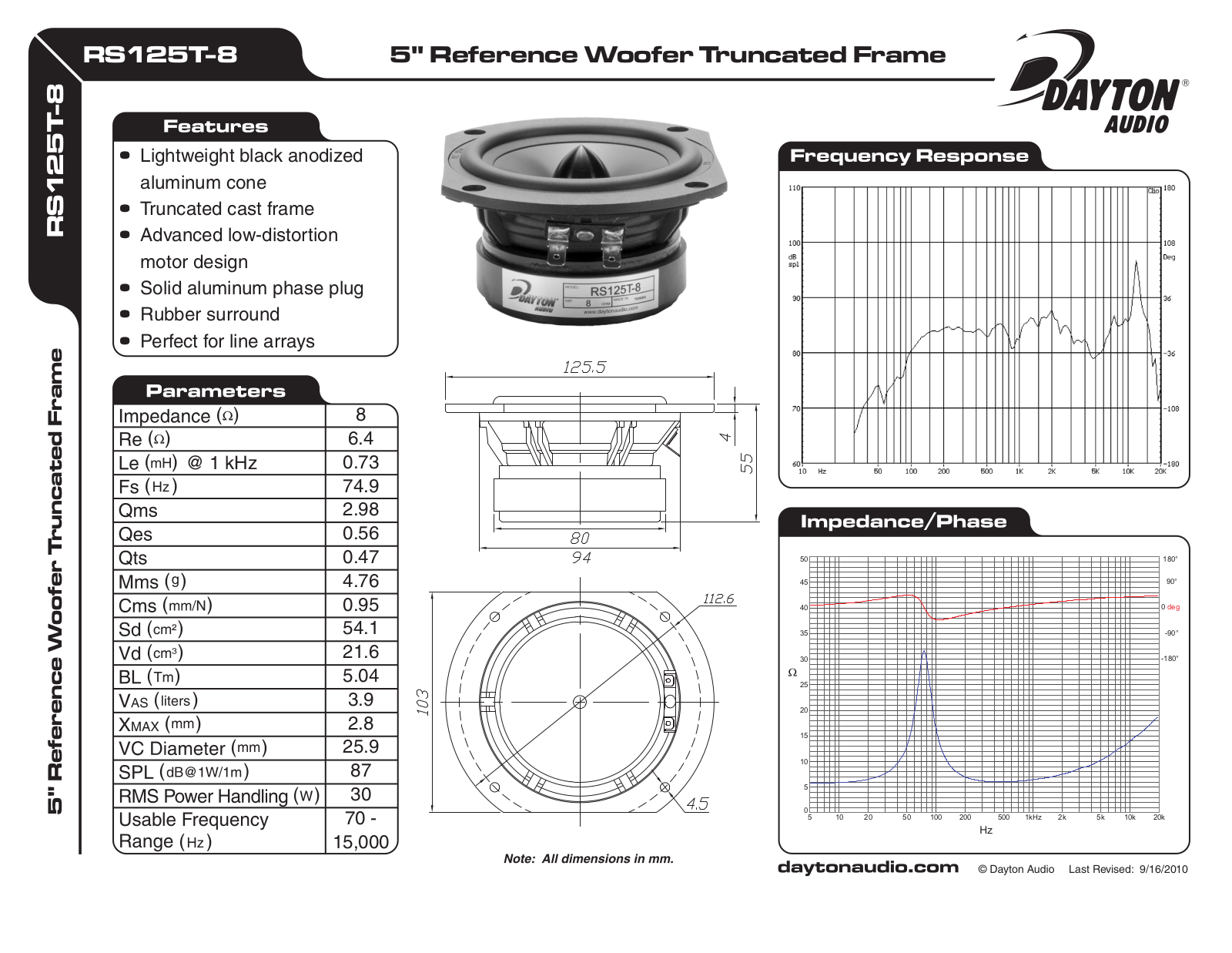 Dayton RS125T-8 User Manual