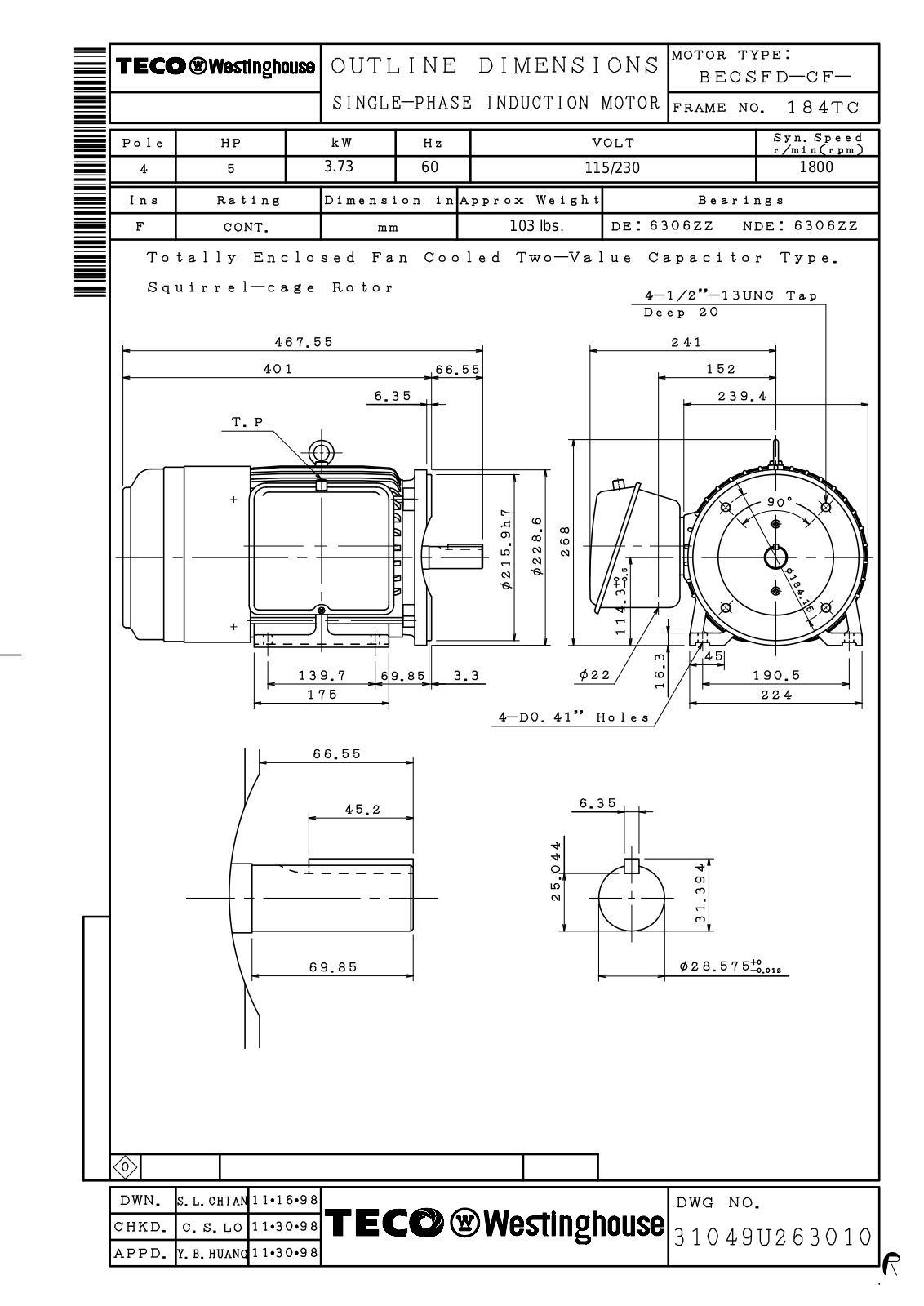 Teco S0054C Reference Drawing