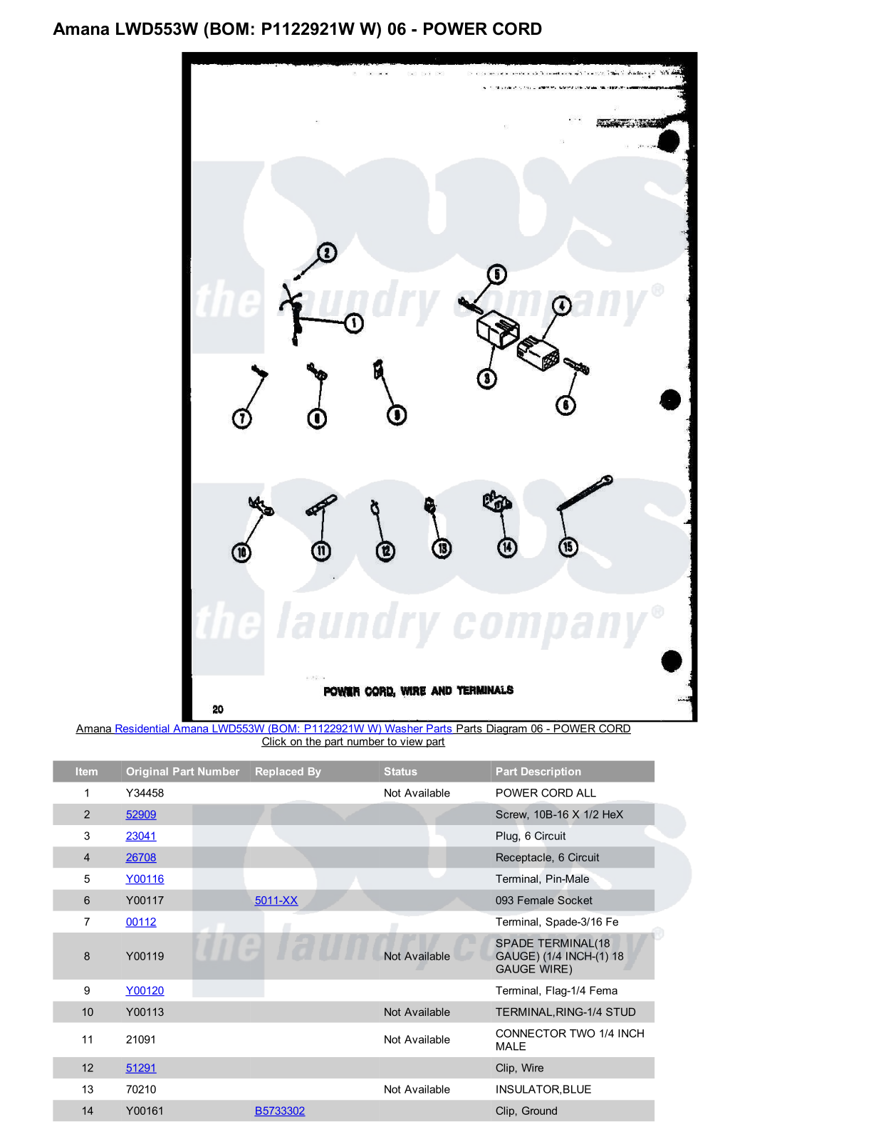 Amana LWD553W Parts Diagram