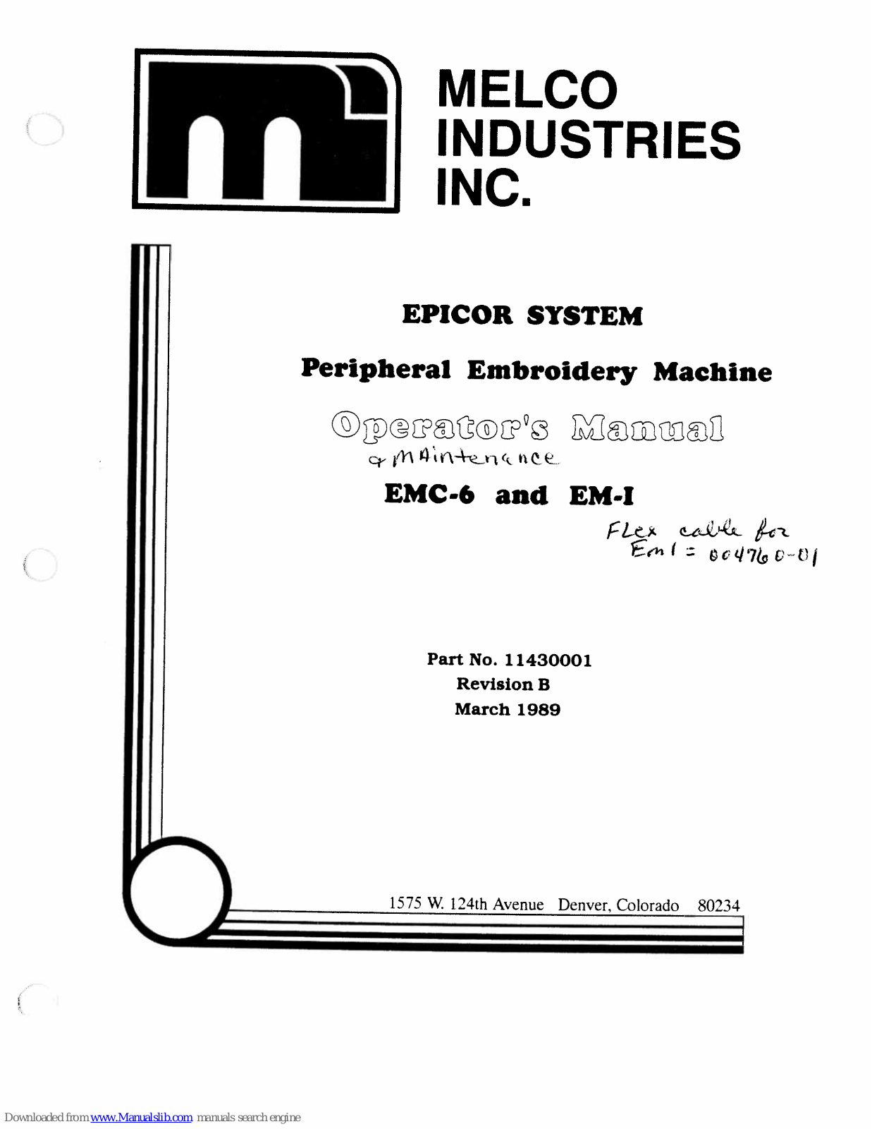 Melco EMC-6, EM-I Operator's Manual