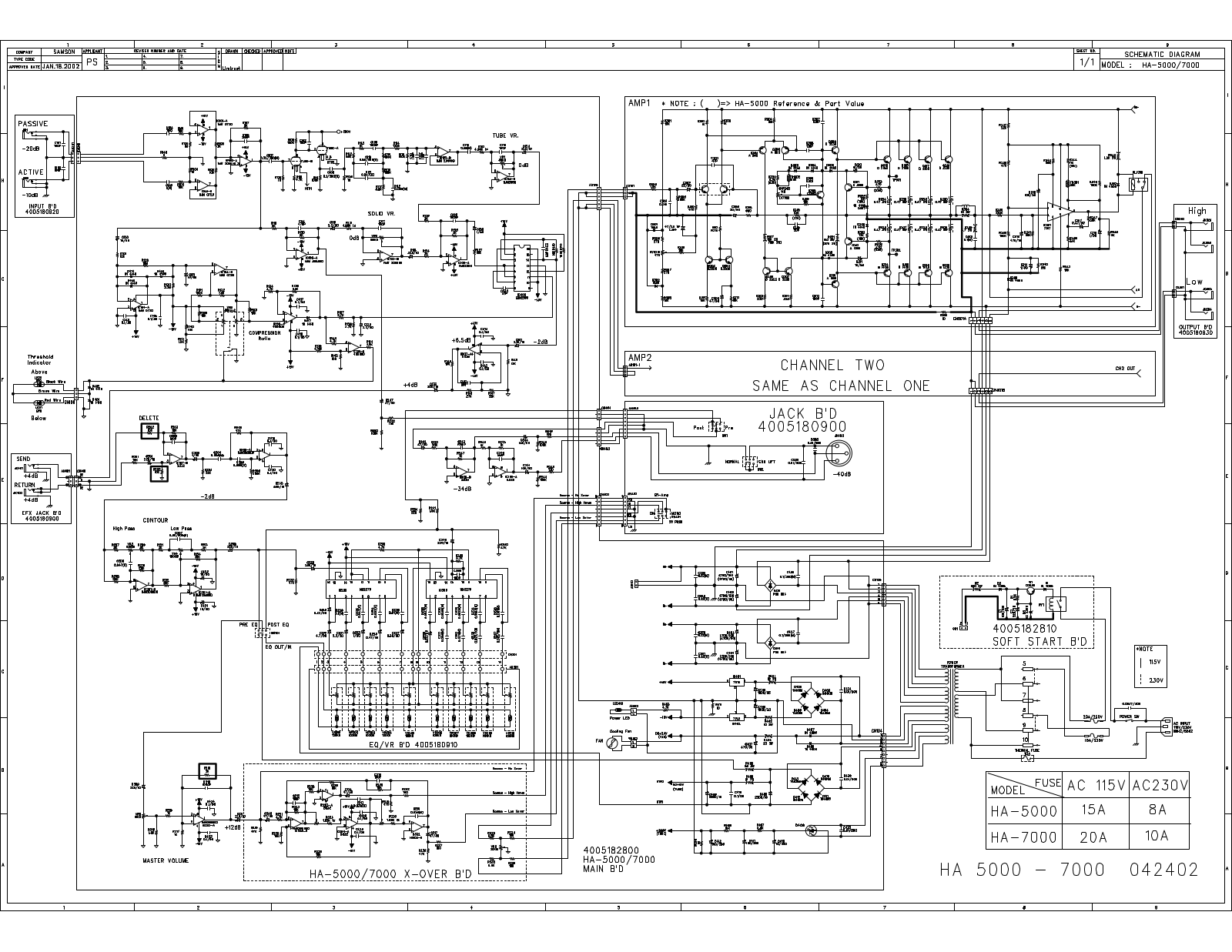 Hartke HA5000, HA7000 Schematic