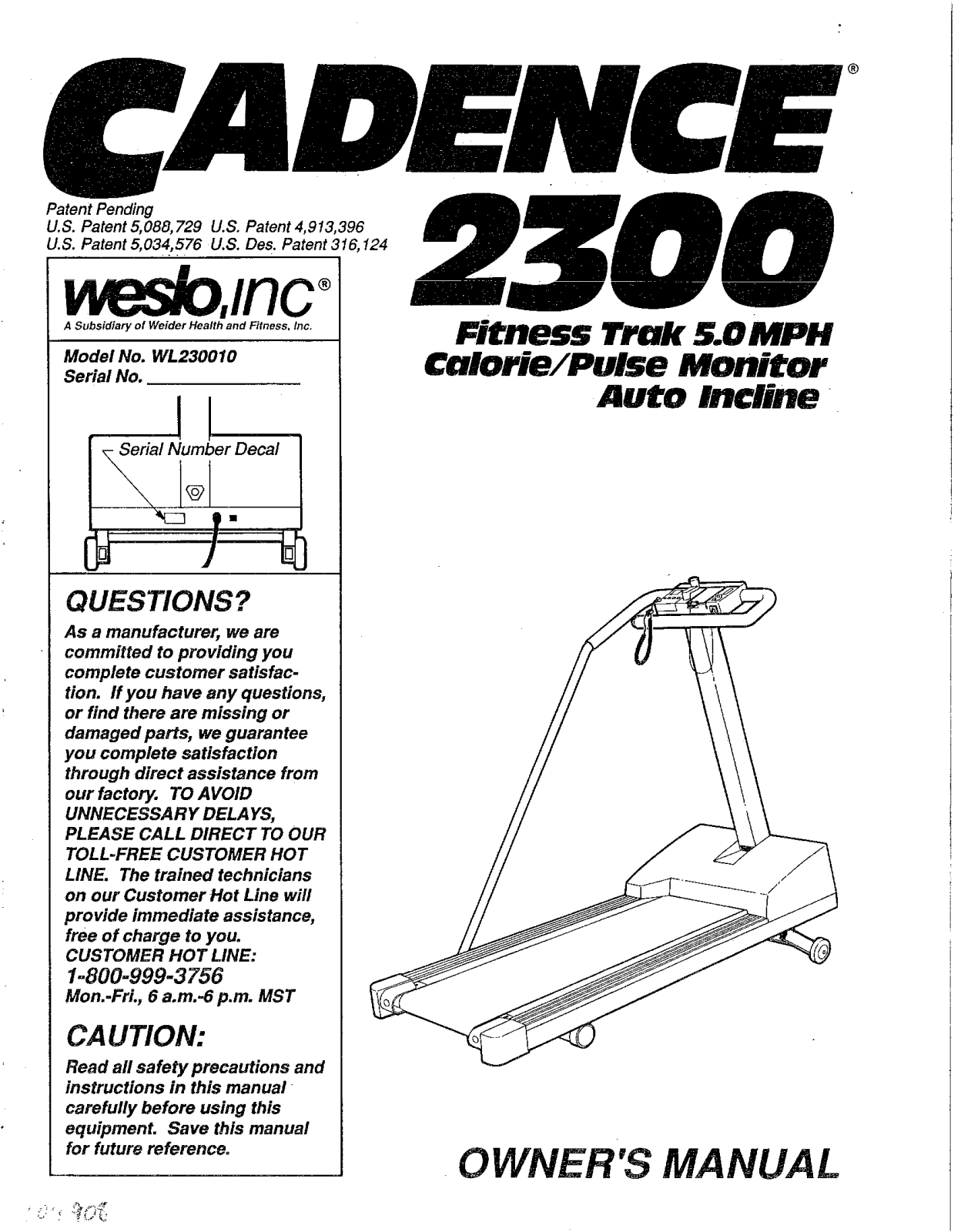 Weslo WL230010 Owner's Manual