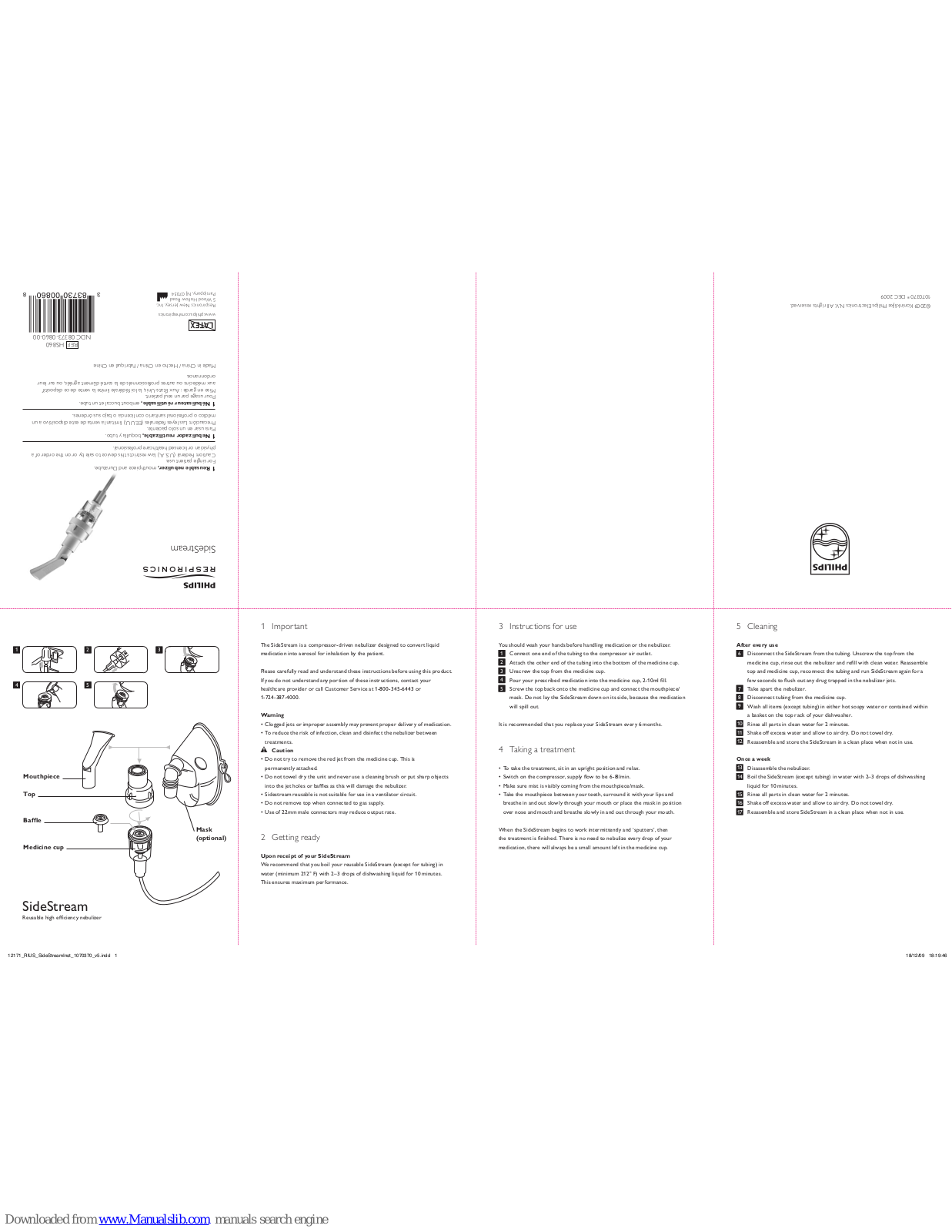 Philips SideStream, Respironics SideStream HS860 Quick Start Manual