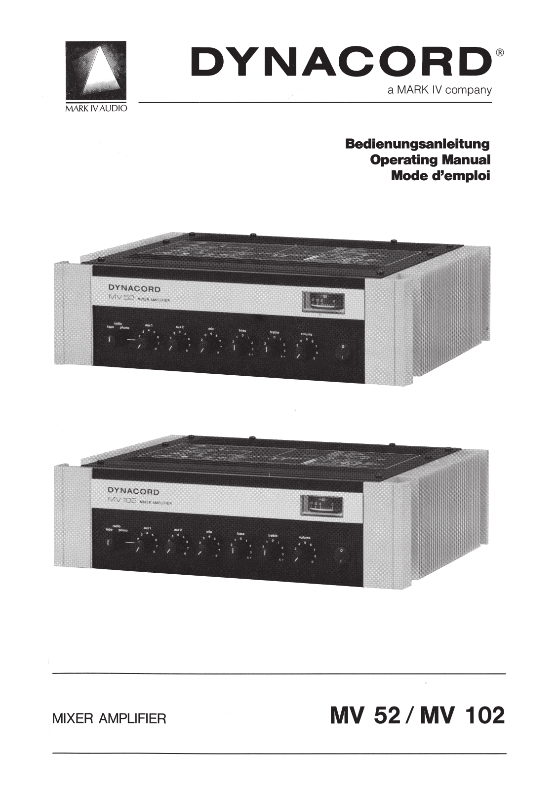 Dynacord MV52, MV102 Schematic