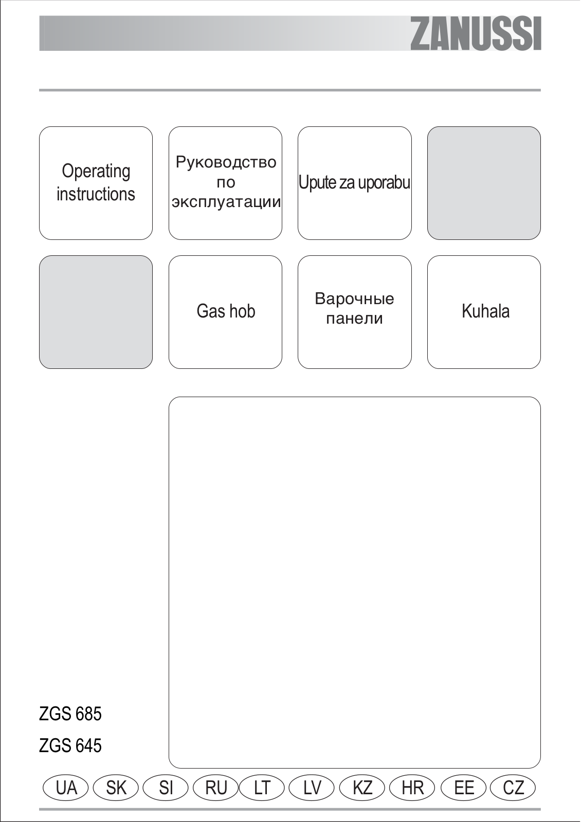 ZANUSSI ZGS645, ZGS685 User Manual