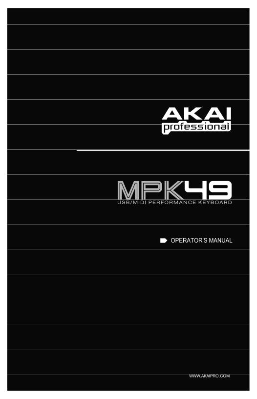 AKAI MPK49 Operating Manual