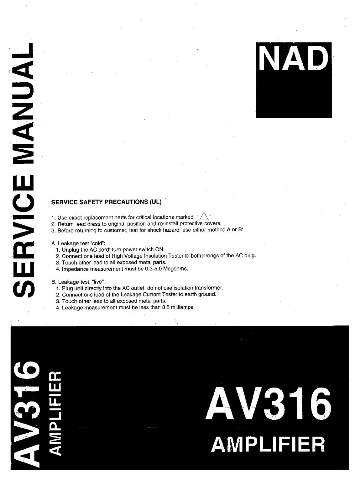 NAD AV-316 Service manual