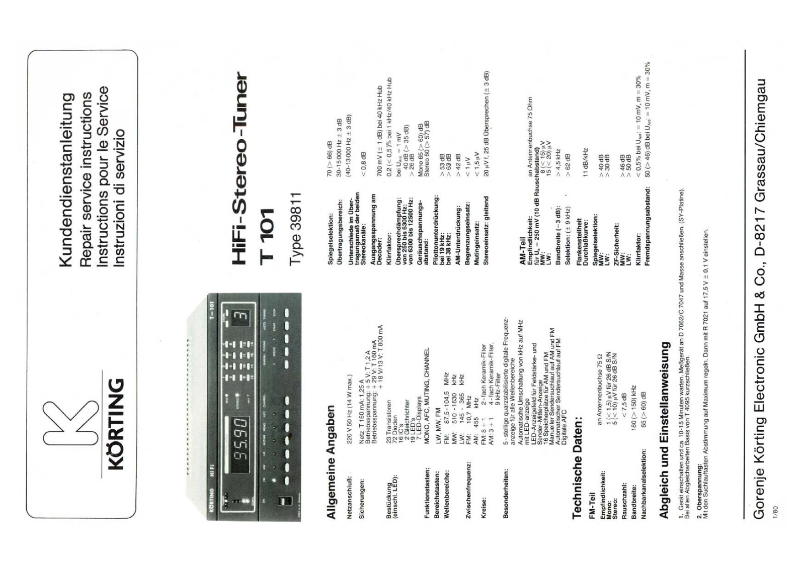 Körting T101 Service Manual