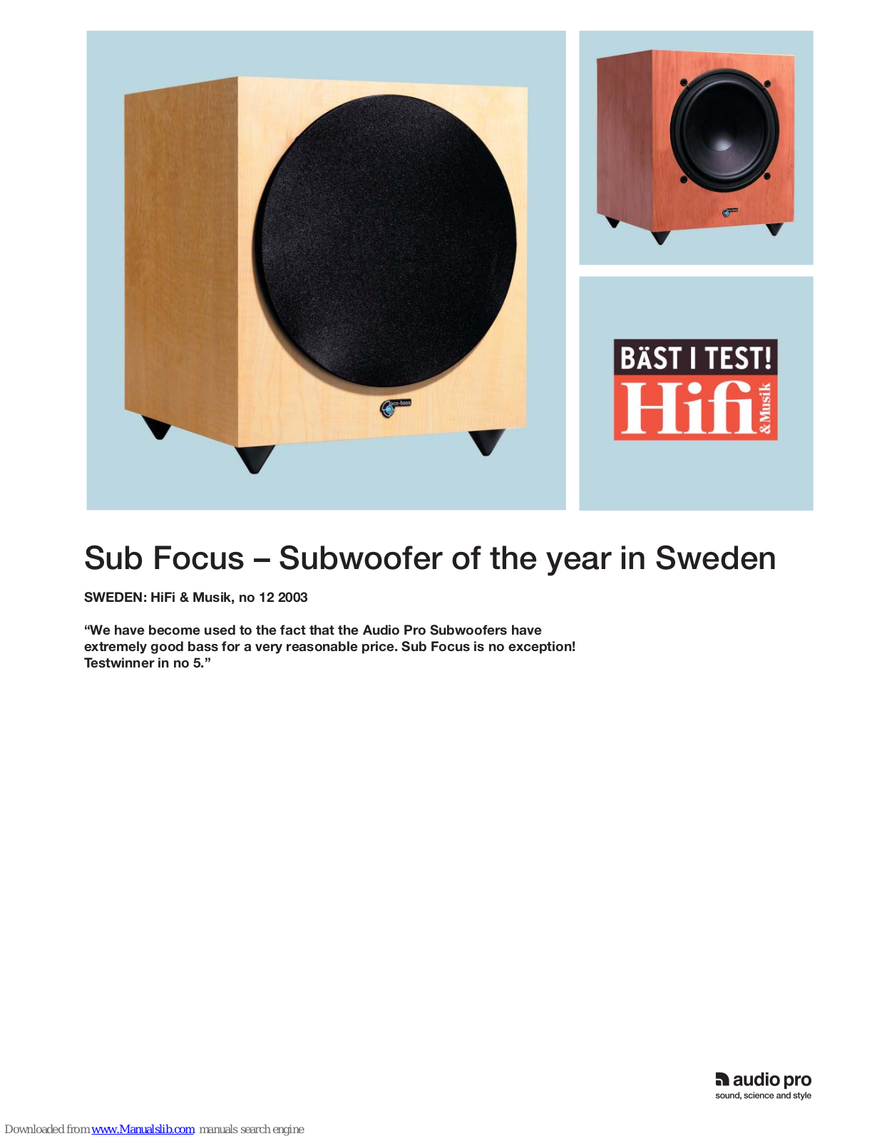 Audio Pro Focus Datasheet - ManualMachine.com