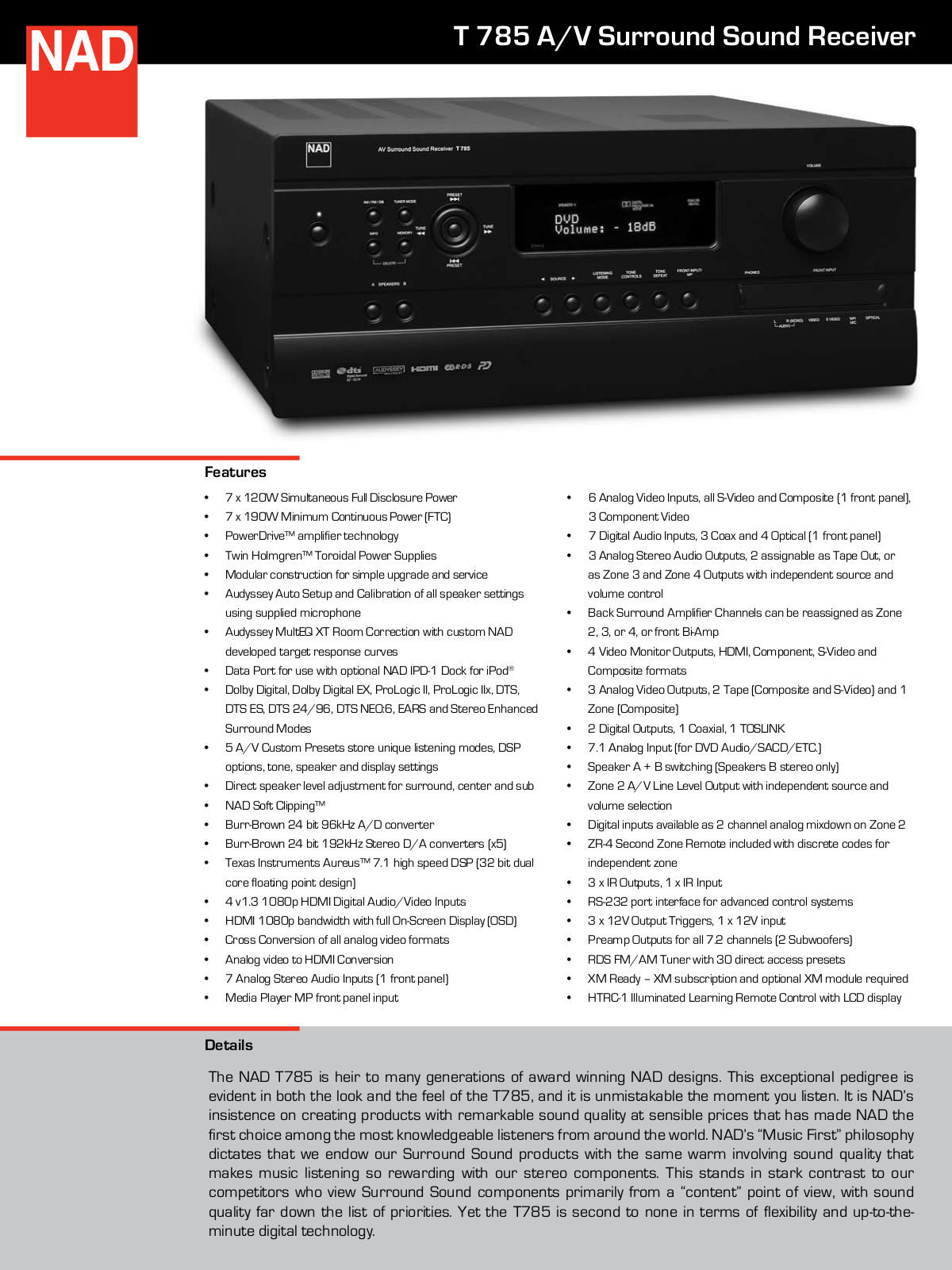 NAD T785 User Manual