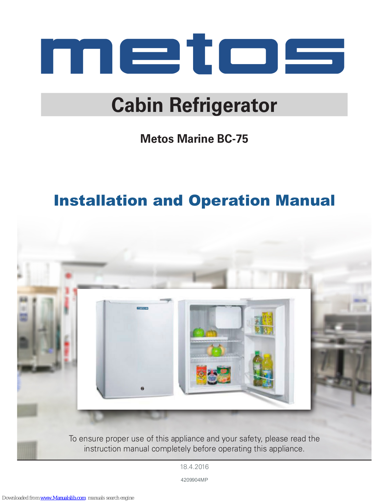 Metos BC-75 Installation Manual - ManualMachine.com